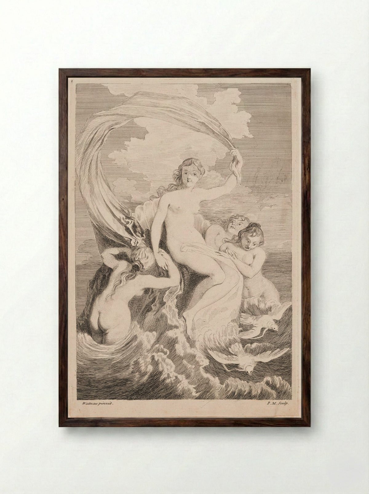 The Triumph of Venus - Philippe Mercier - Framed Print Dark Wood