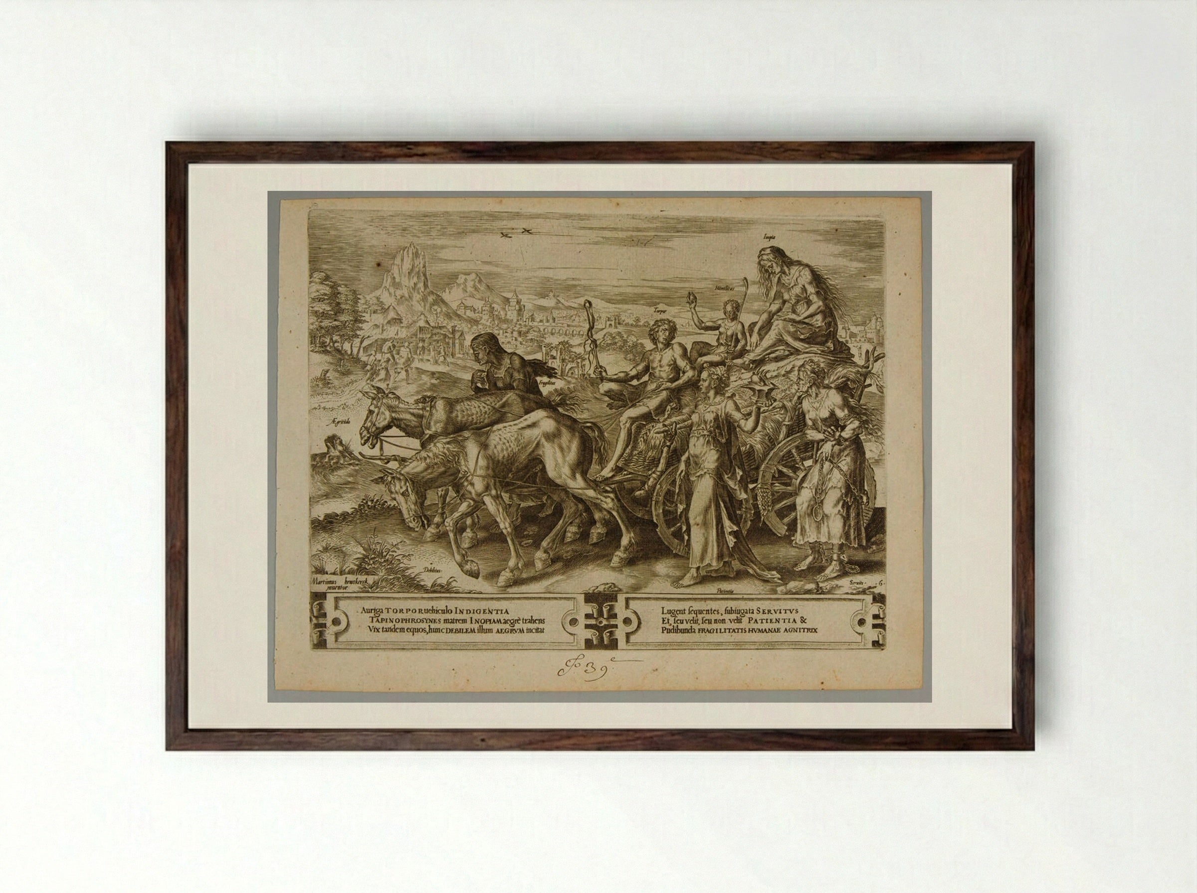 The Triumph of Want - Cornelis Cort - Framed Print Dark Wood
