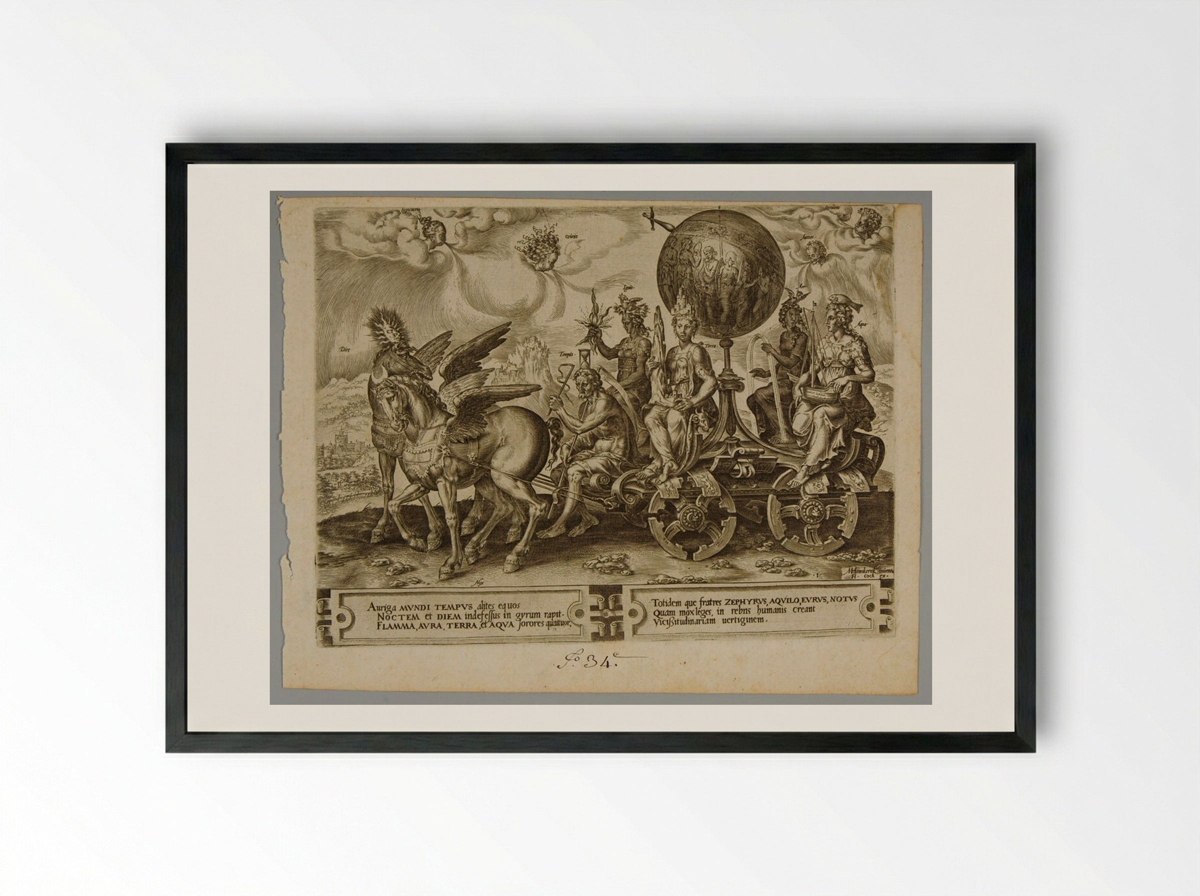The Triumph of the World - Cornelis Cort - Framed Print Black