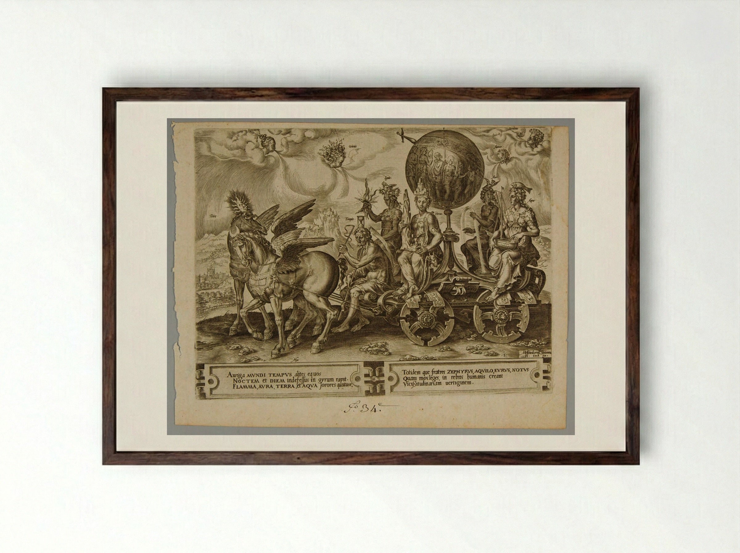 The Triumph of the World - Cornelis Cort - Framed Print Dark Wood