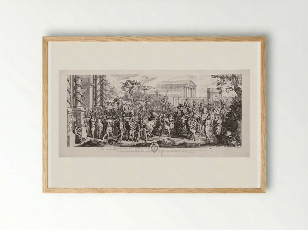 The Triumphal Entry of Constantine into Rome - Gérard Audran - Framed Print Wood