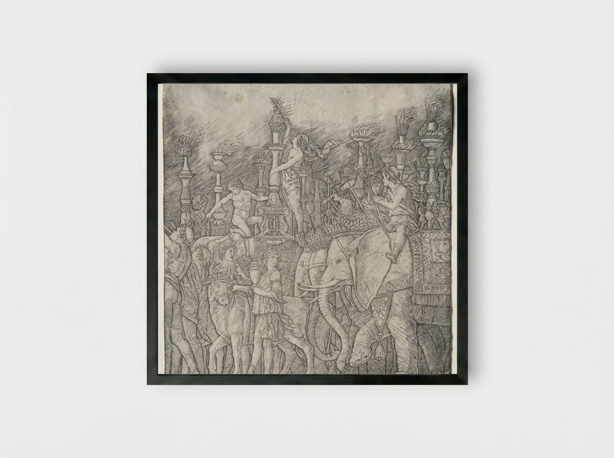 The Triumphs of Caesar: The Elephants - Giovanni Antonio da Brescia - Framed Print Black