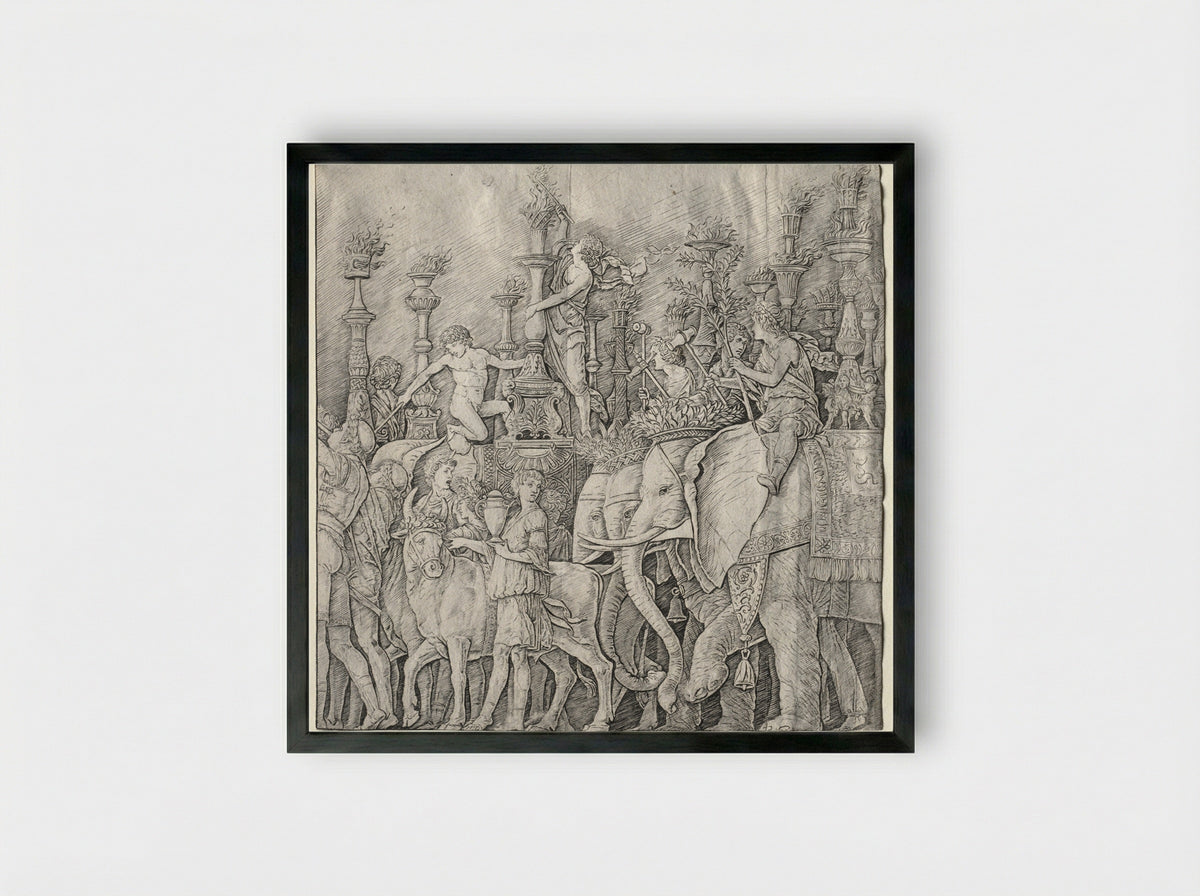 The Triumphs of Caesar: The Elephants - Giulio Campagnola - Framed Print Black