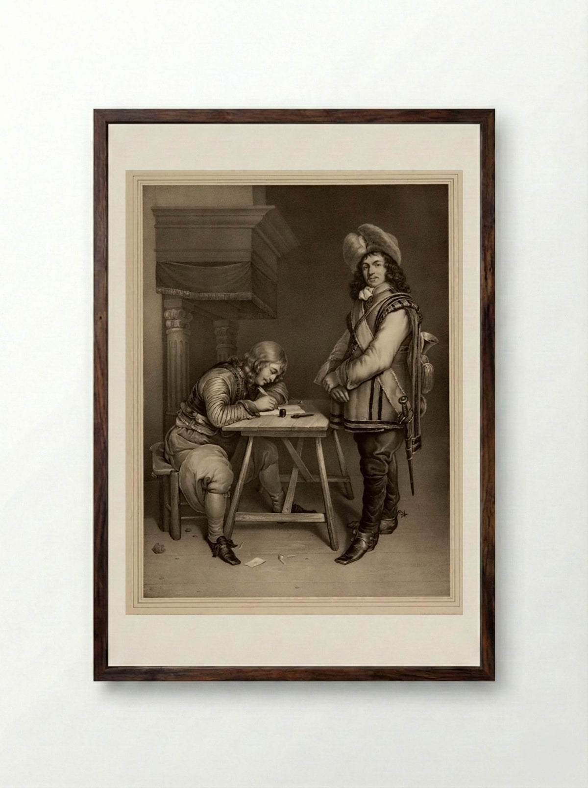 The Trumpeter - Franz Hanfstaengl - Framed Print Dark Wood