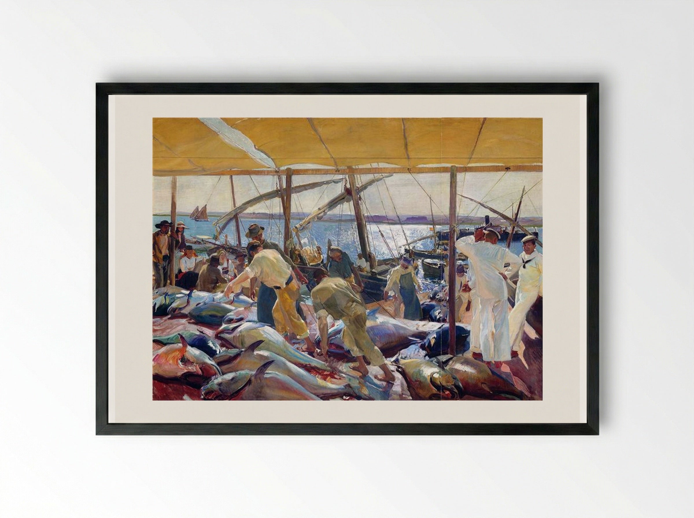 The Tunny Catch - Joaquín Sorolla - Framed Print Black