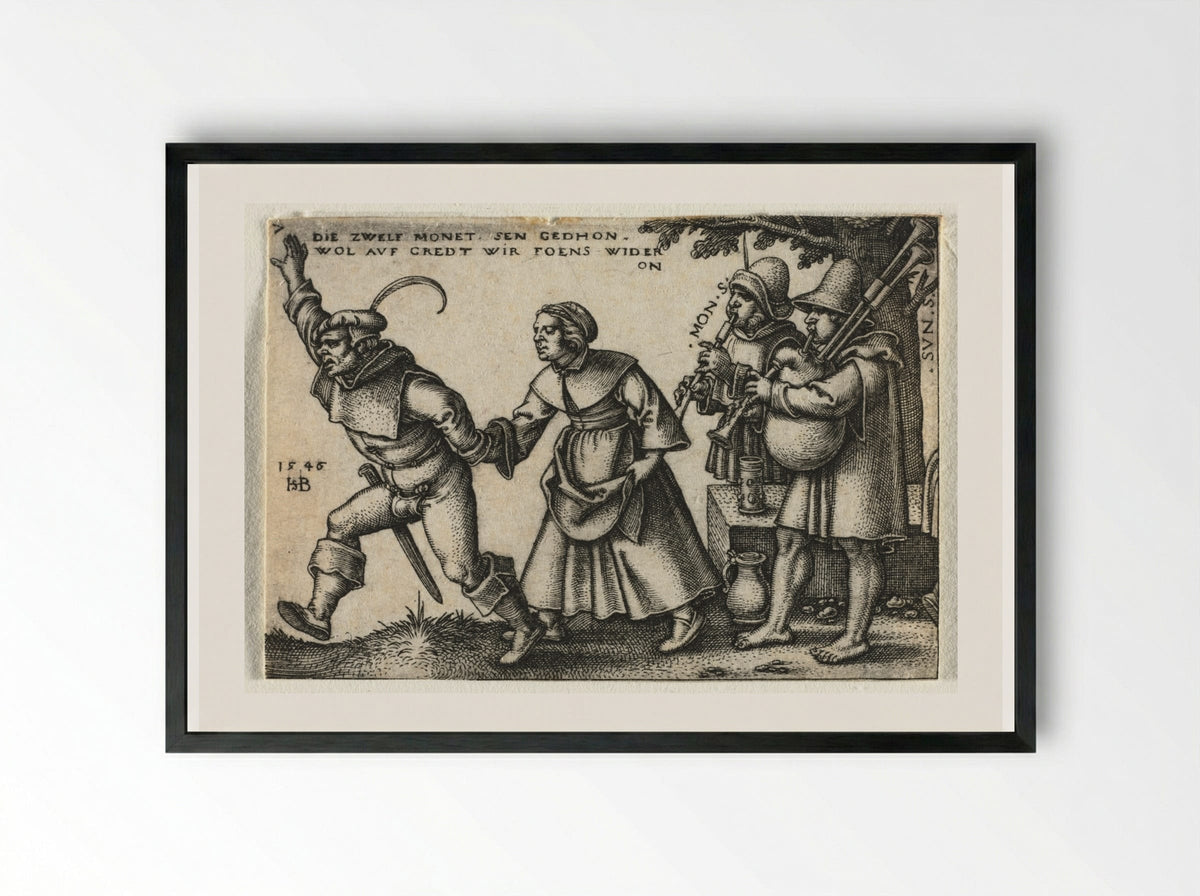 The Twelve Months: July (No. 7) - Hans Sebald Beham - Framed Print Black