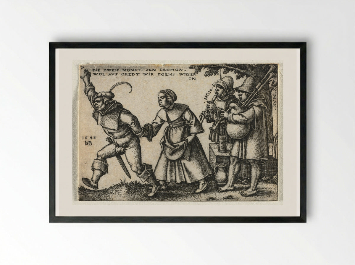 The Twelve Months: July (No. 7) - Hans Sebald Beham - Framed Print Black