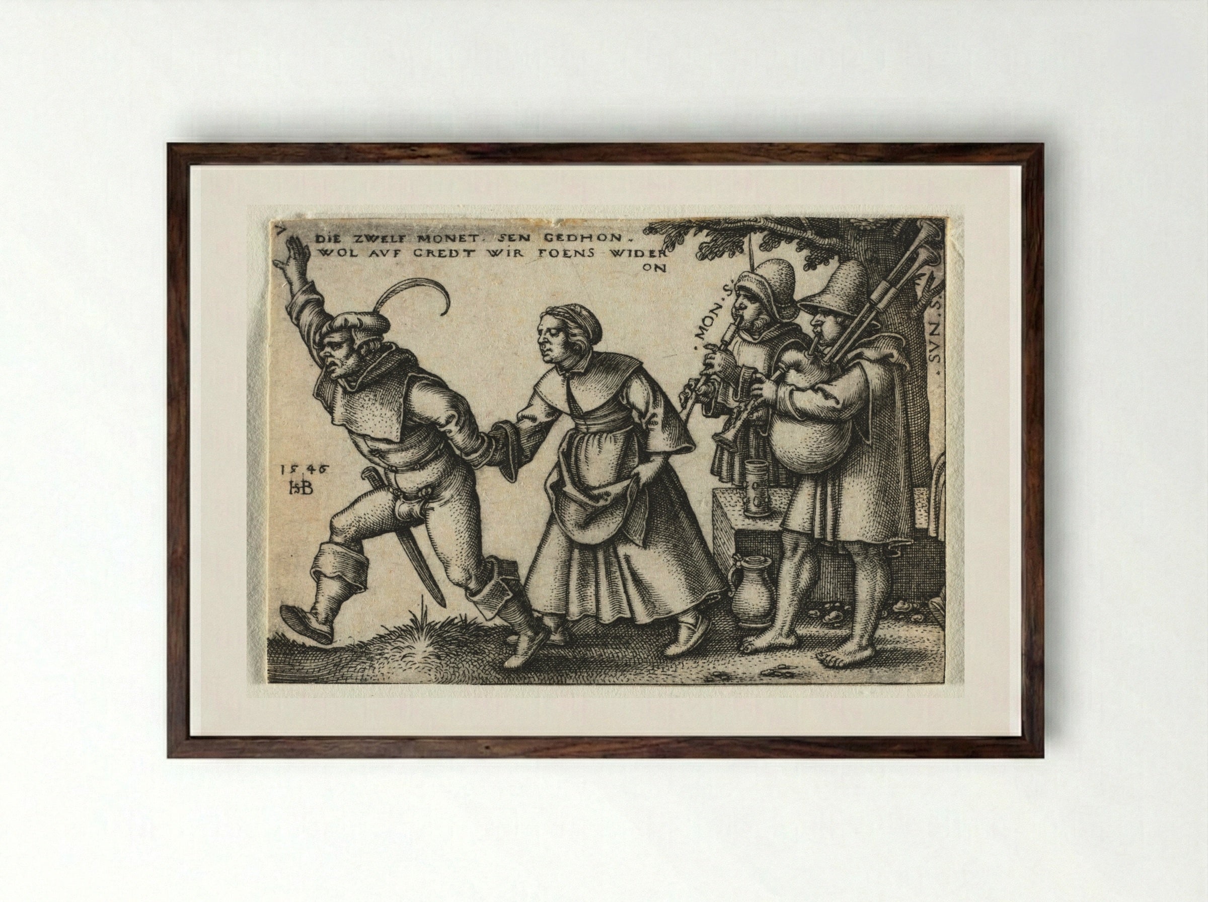 The Twelve Months: July (No. 7) - Hans Sebald Beham - Framed Print Dark Wood