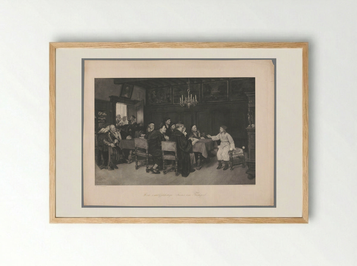 The Twelve-Year-Old Jesus in the Temple - Eduard von Gebhardt - Framed Print Wood