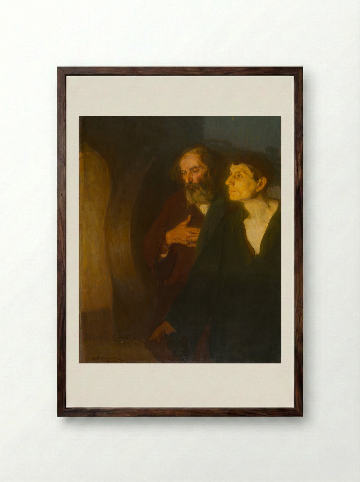 The Two Disciples at the Tomb - Henry Ossawa Tanner - Framed Print Dark Wood