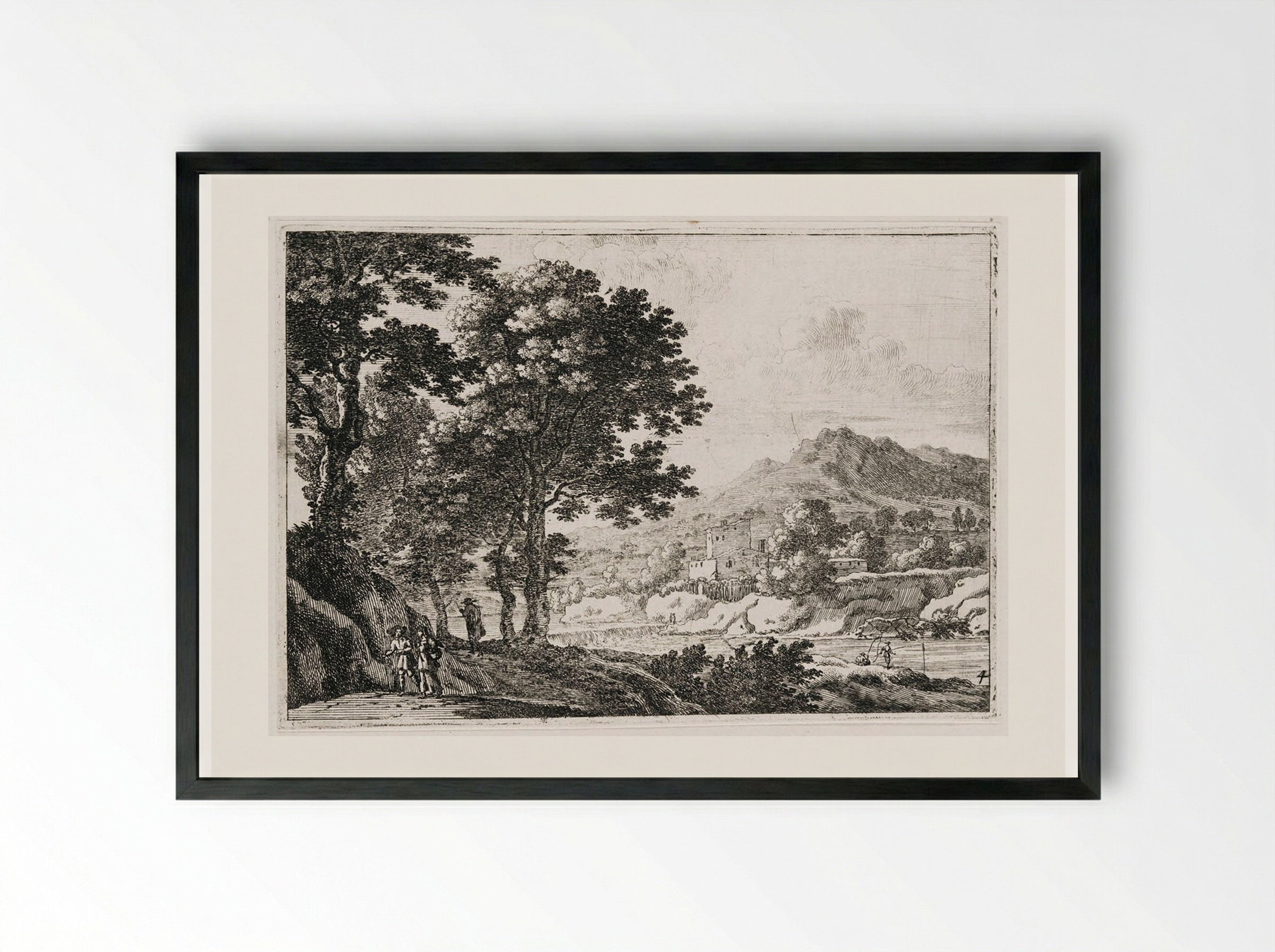 The Two Fishermen - Herman van Swanevelt - Framed Print Black