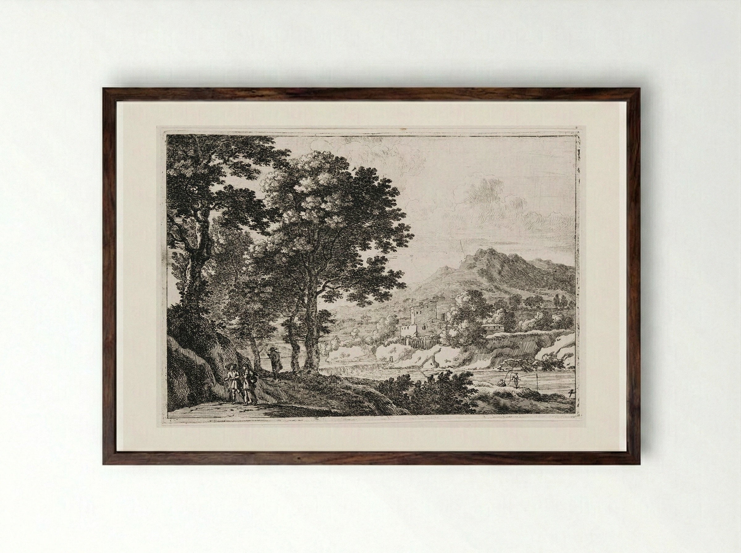 The Two Fishermen - Herman van Swanevelt - Framed Print Dark Wood