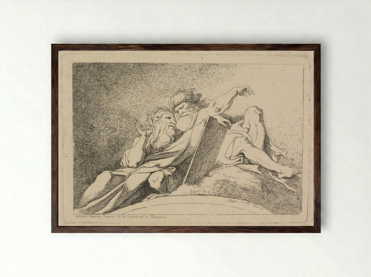 The Two Prophets - Jean-Honoré Fragonard - Framed Print Dark Wood