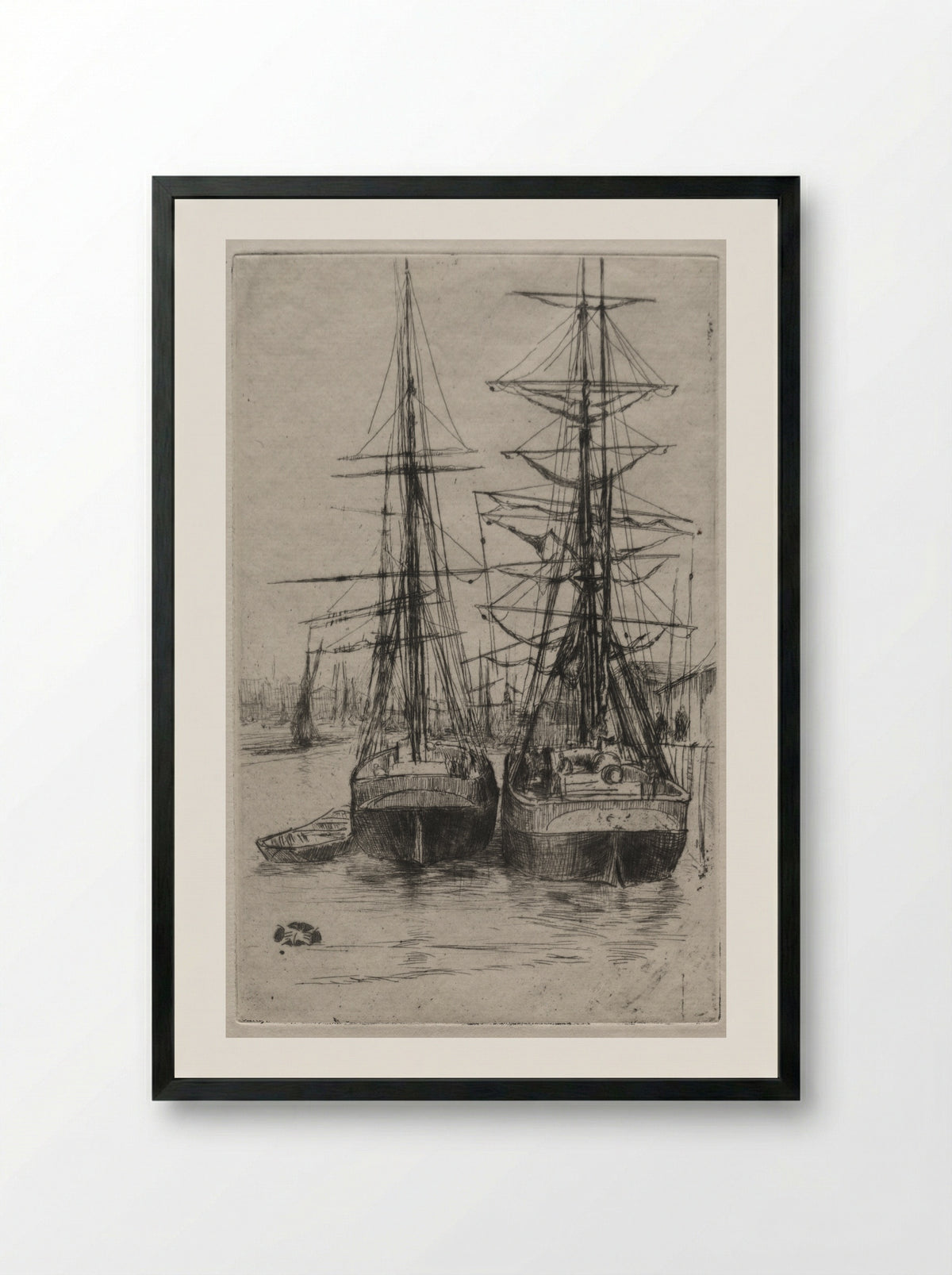 The Two Ships - James McNeill Whistler - Framed Print Black