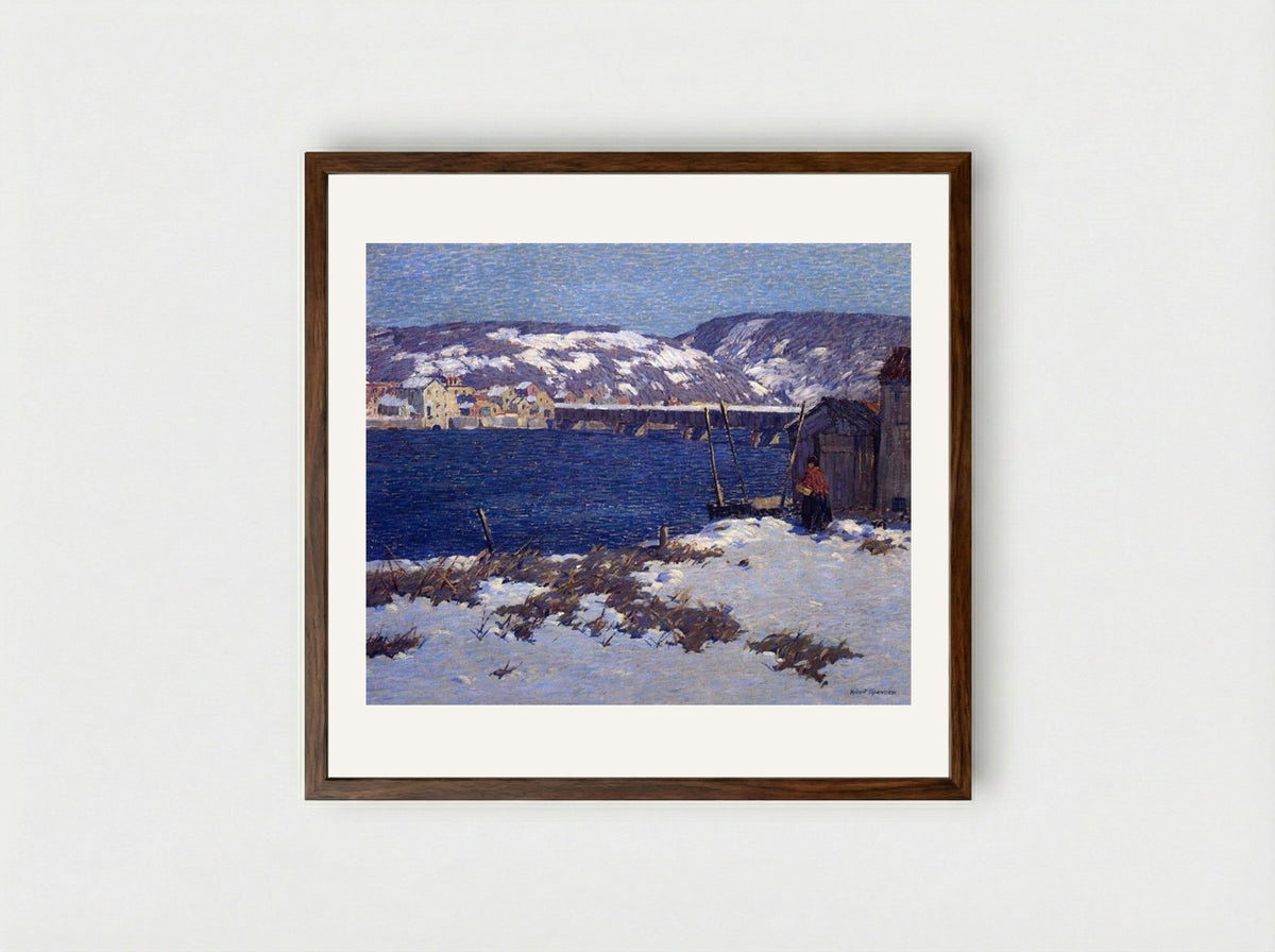 The Two Shores - Robert Spencer - Framed Print Dark Wood