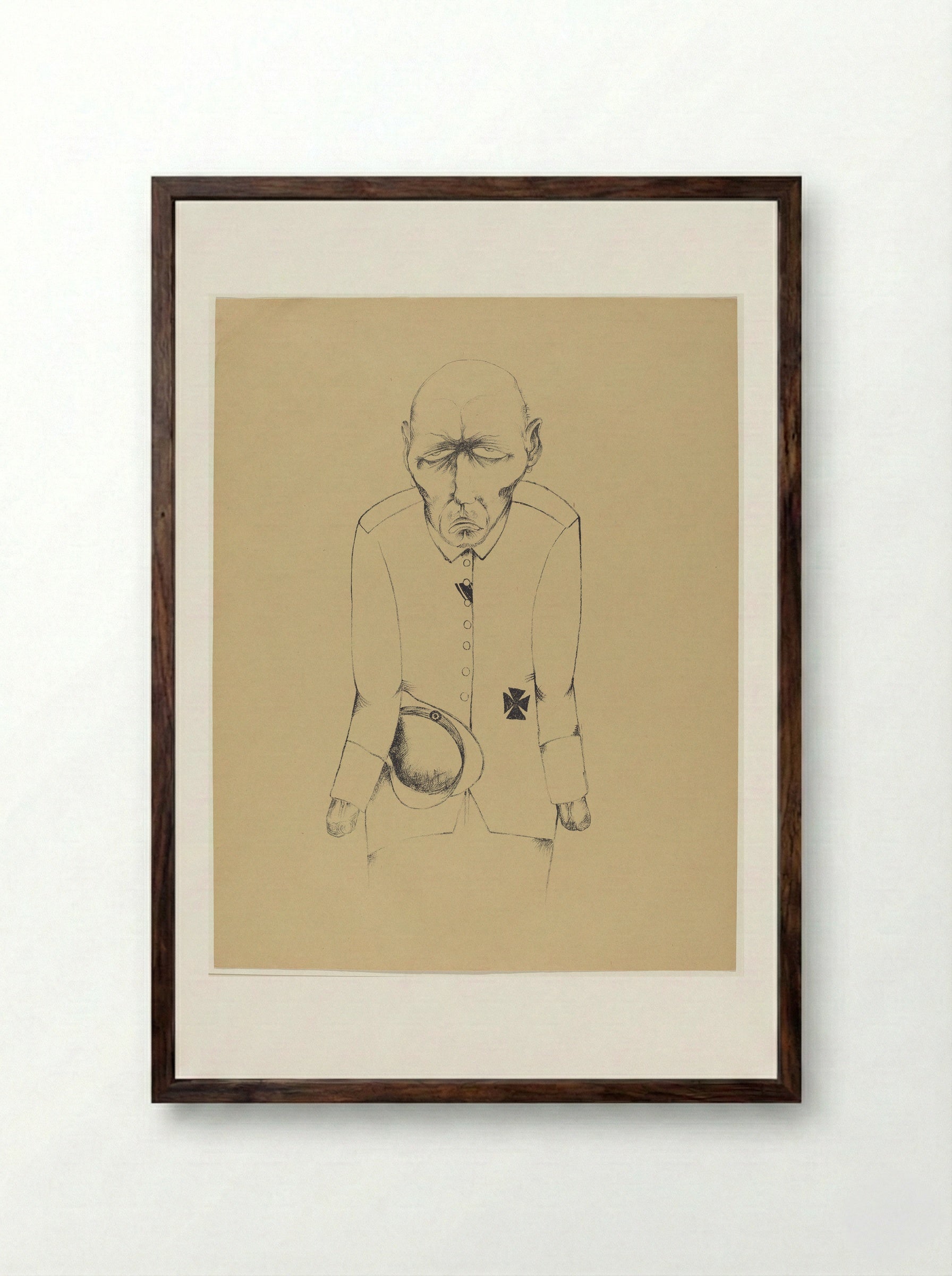The Unemployed - Heinrich Hoerle - Framed Print Dark Wood