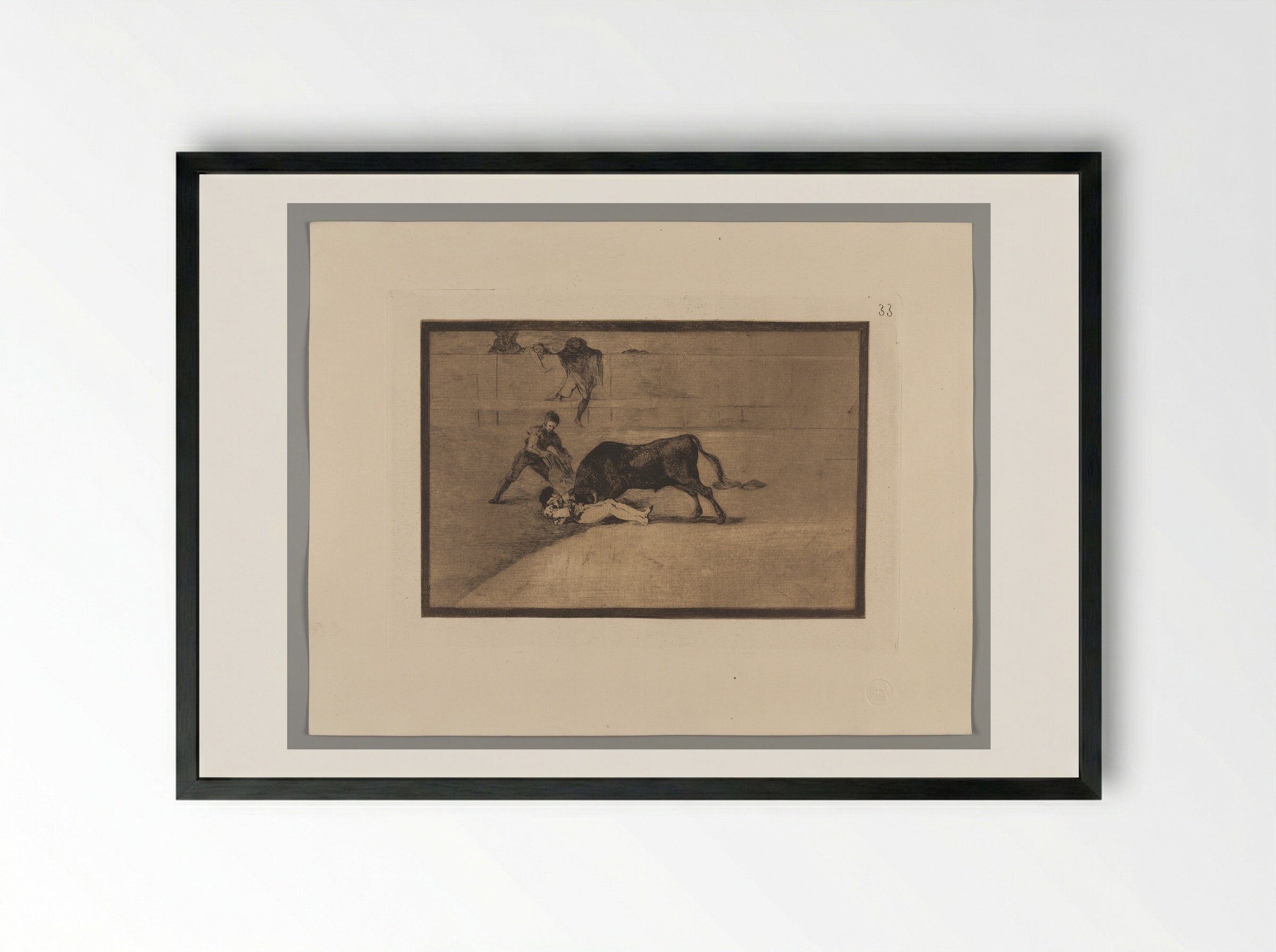 The Unlucky Death of Pepe Illo in the Ring at Madrid - Francisco José de Goya y Lucientes - Framed Print Black