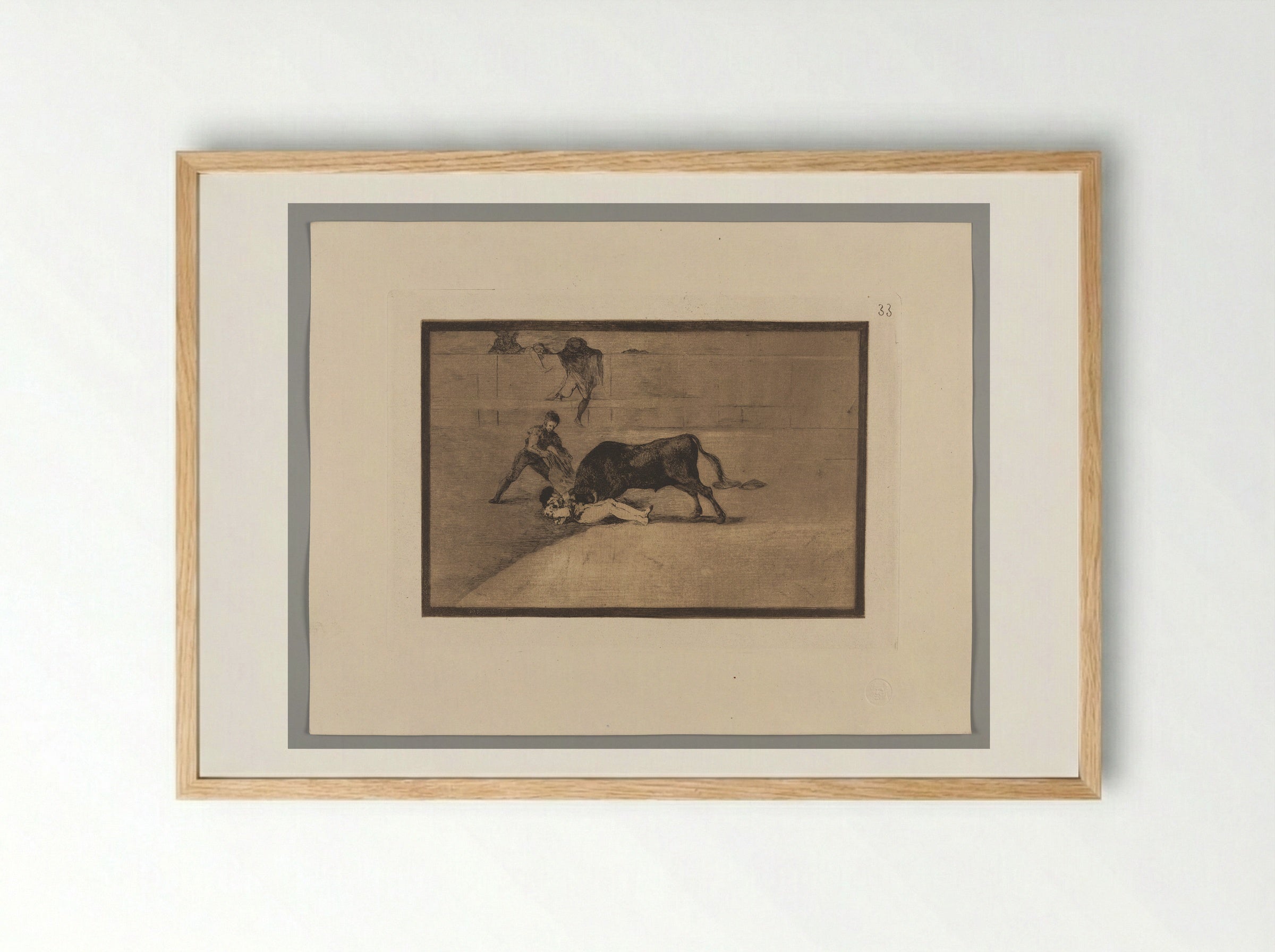 The Unlucky Death of Pepe Illo in the Ring at Madrid - Francisco José de Goya y Lucientes - Framed Print Wood