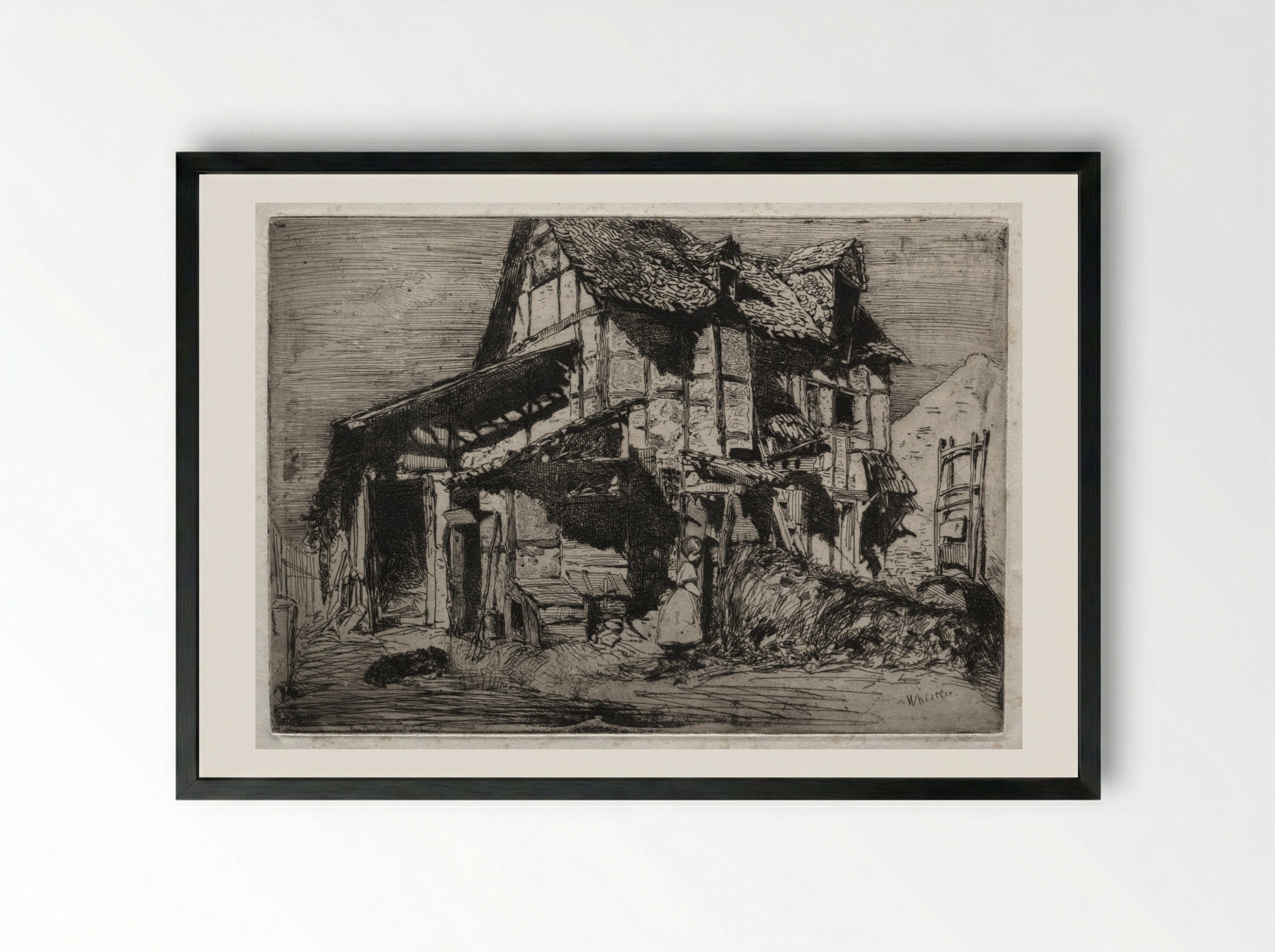 The Unsafe Tenement - James McNeill Whistler - Framed Print Black