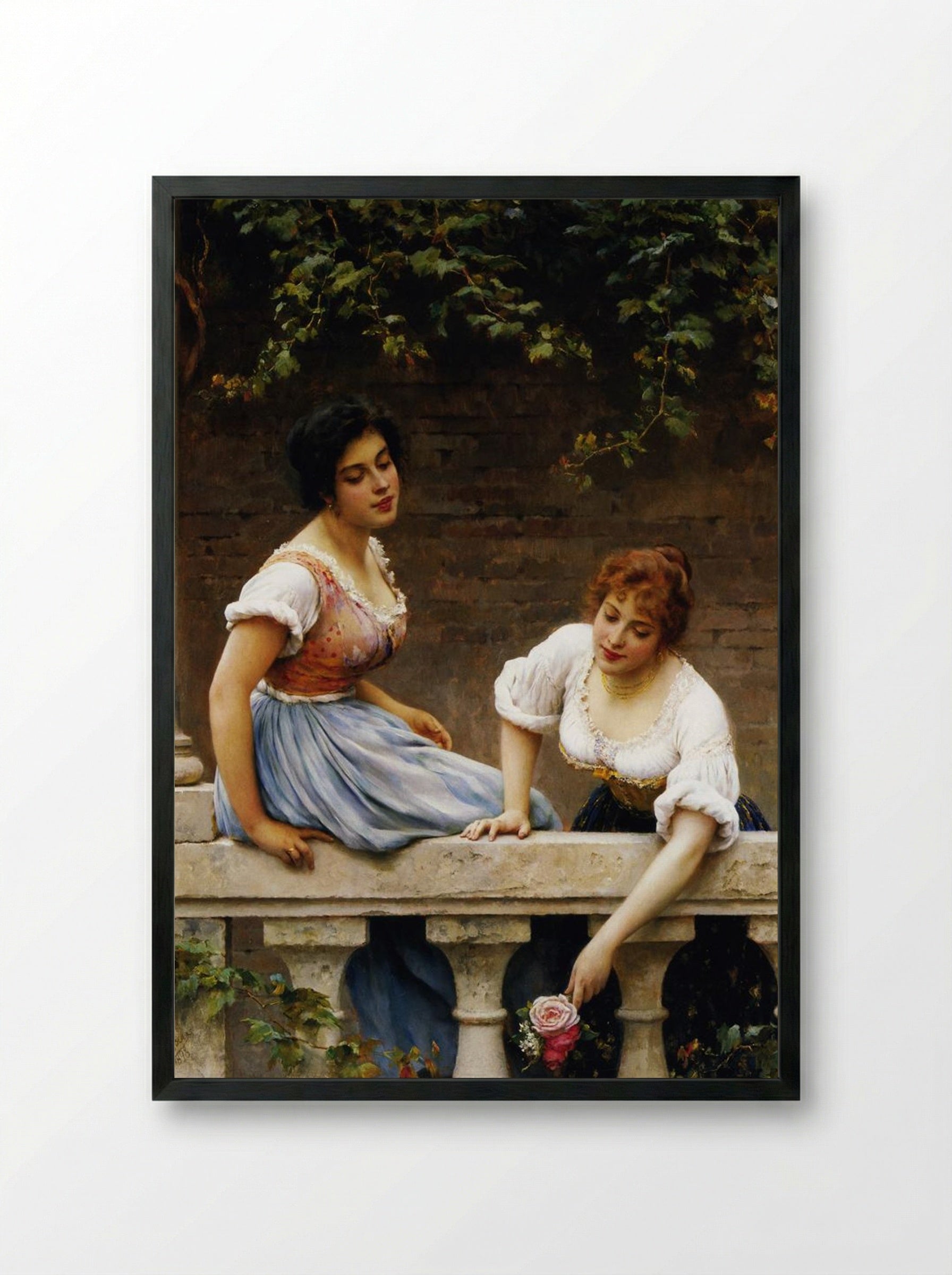 The Unseen Suitor - Eugene de Blaas - Framed Print Black