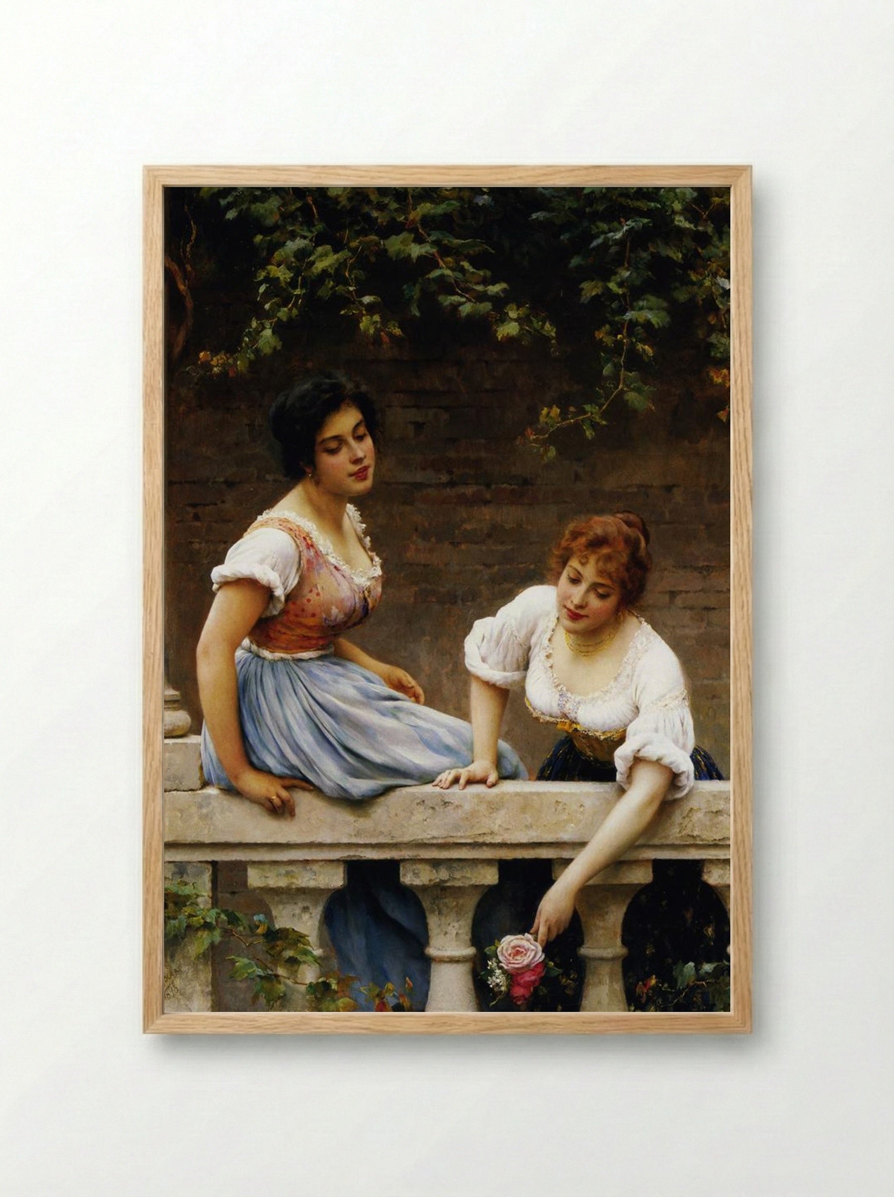 The Unseen Suitor - Eugene de Blaas - Framed Print Wood