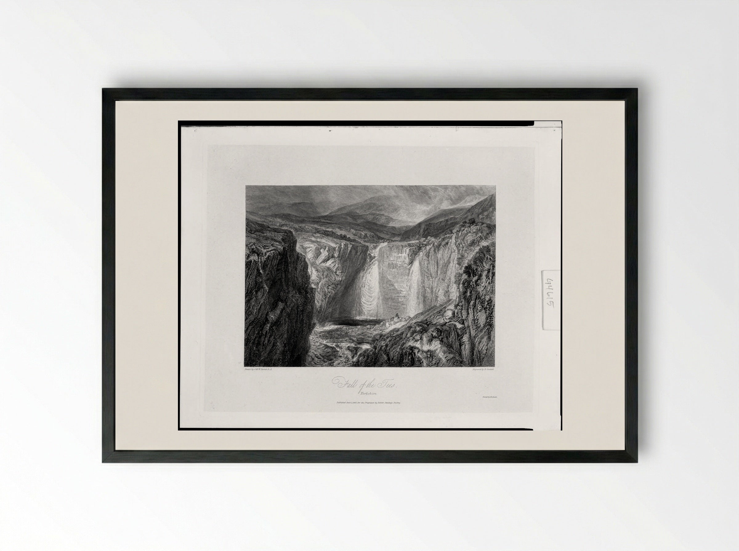 The Upper Falls of the Tees, Yorkshire - Edward Goodall - Framed Print Black