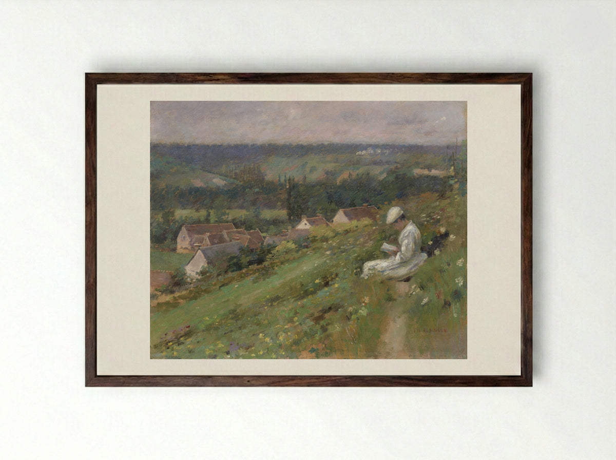 The Valley of Arconville - Theodore Robinson - Framed Print Dark Wood