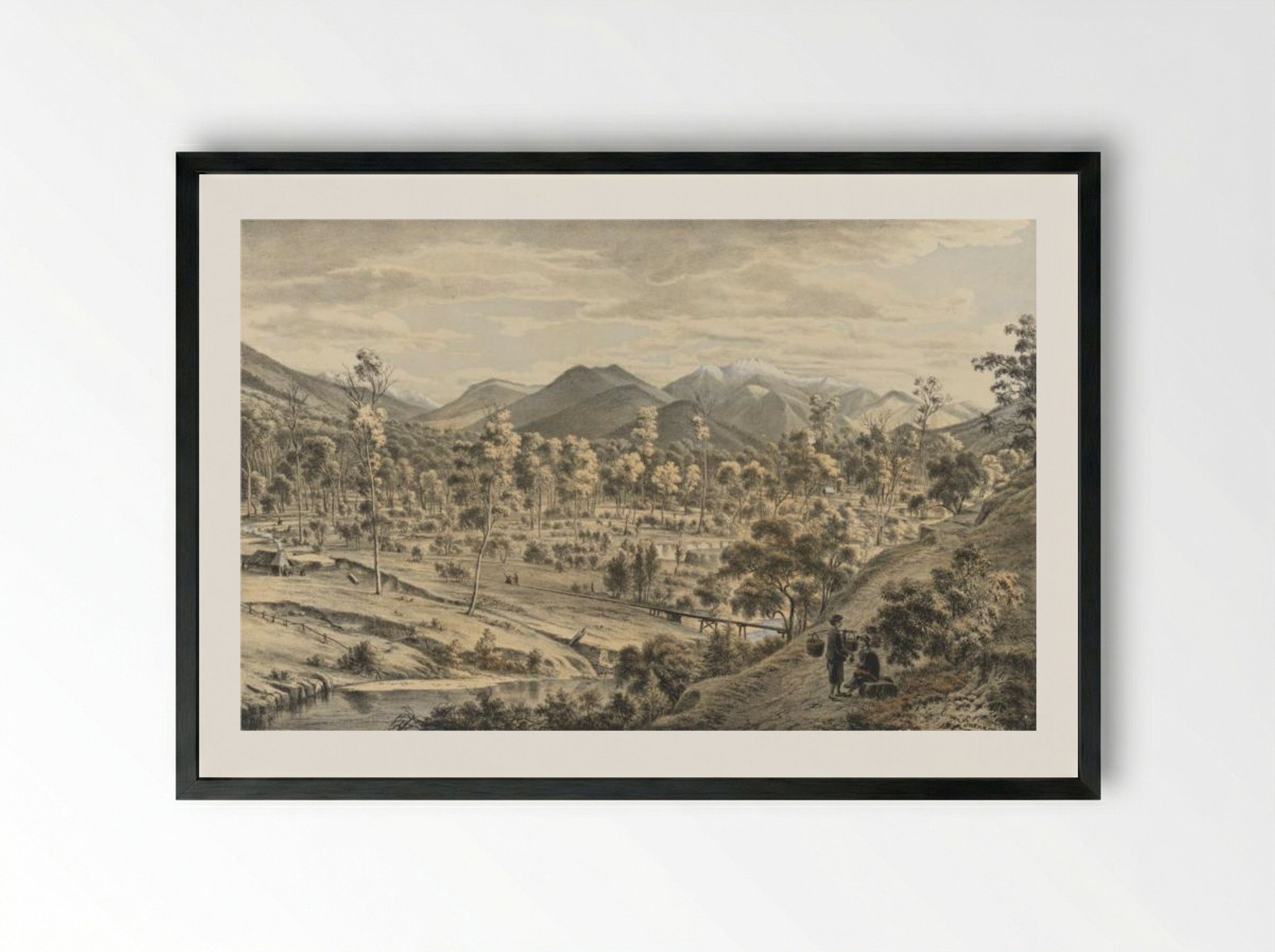 The Valley of the Ovens River - Eugene von Guerard - Framed Print Black
