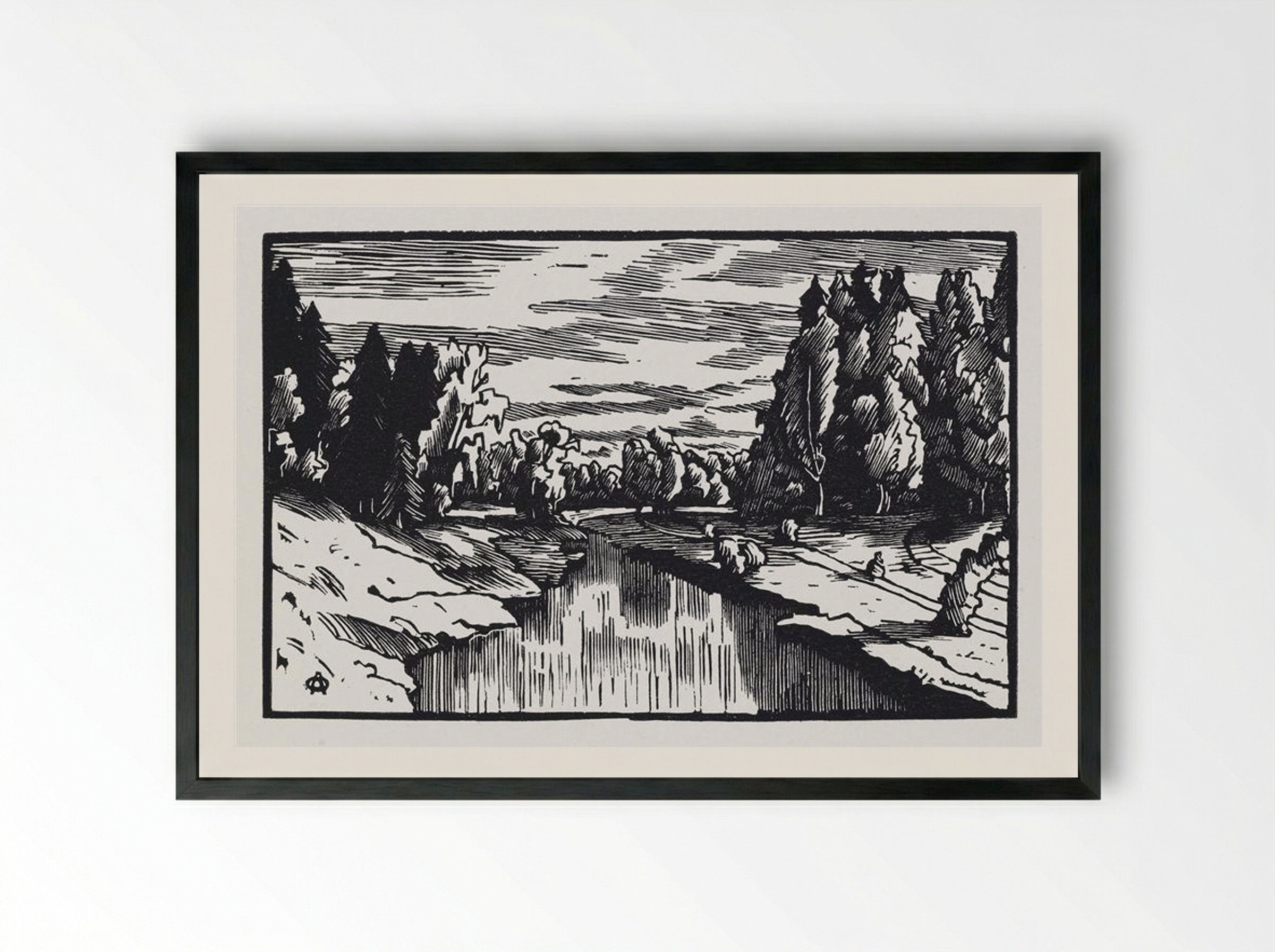 The Valley of the River Slavyanka - Anna Ostroumova-Lebedeva - Framed Print Black