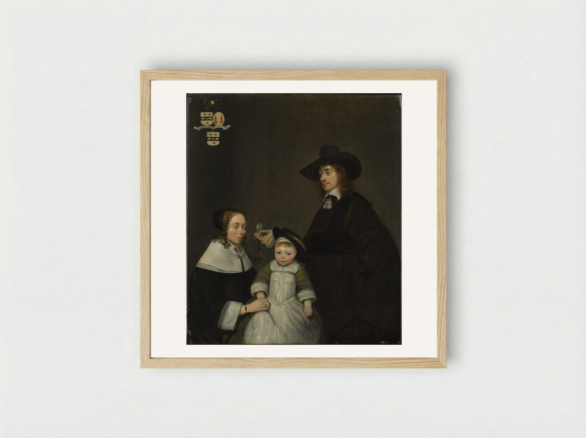 The Van Moerkerken Family - Gerard ter Borch the Younger - Framed Print Wood