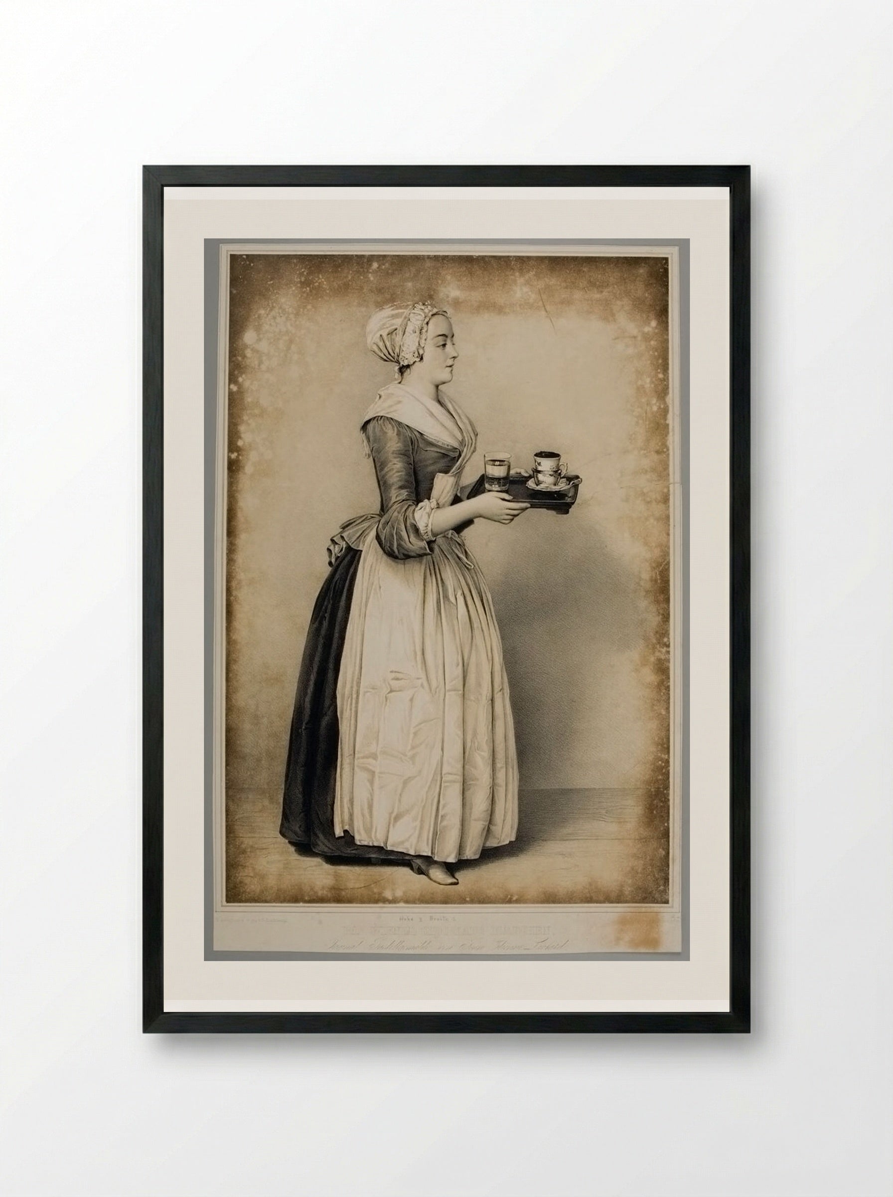 The Viennese Chocolate Girl - Franz Hanfstaengl - Framed Print Black