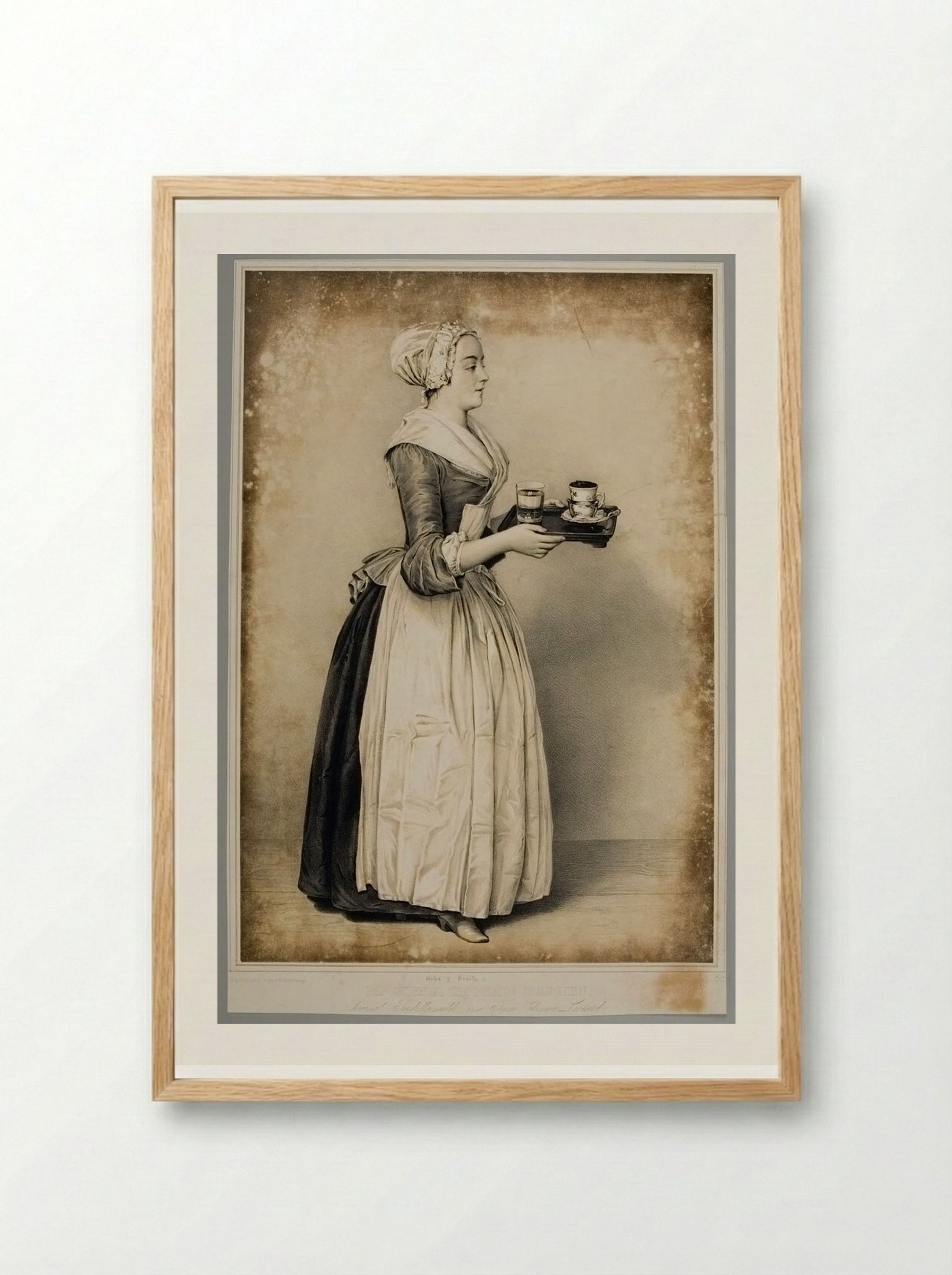 The Viennese Chocolate Girl - Franz Hanfstaengl - Framed Print Wood