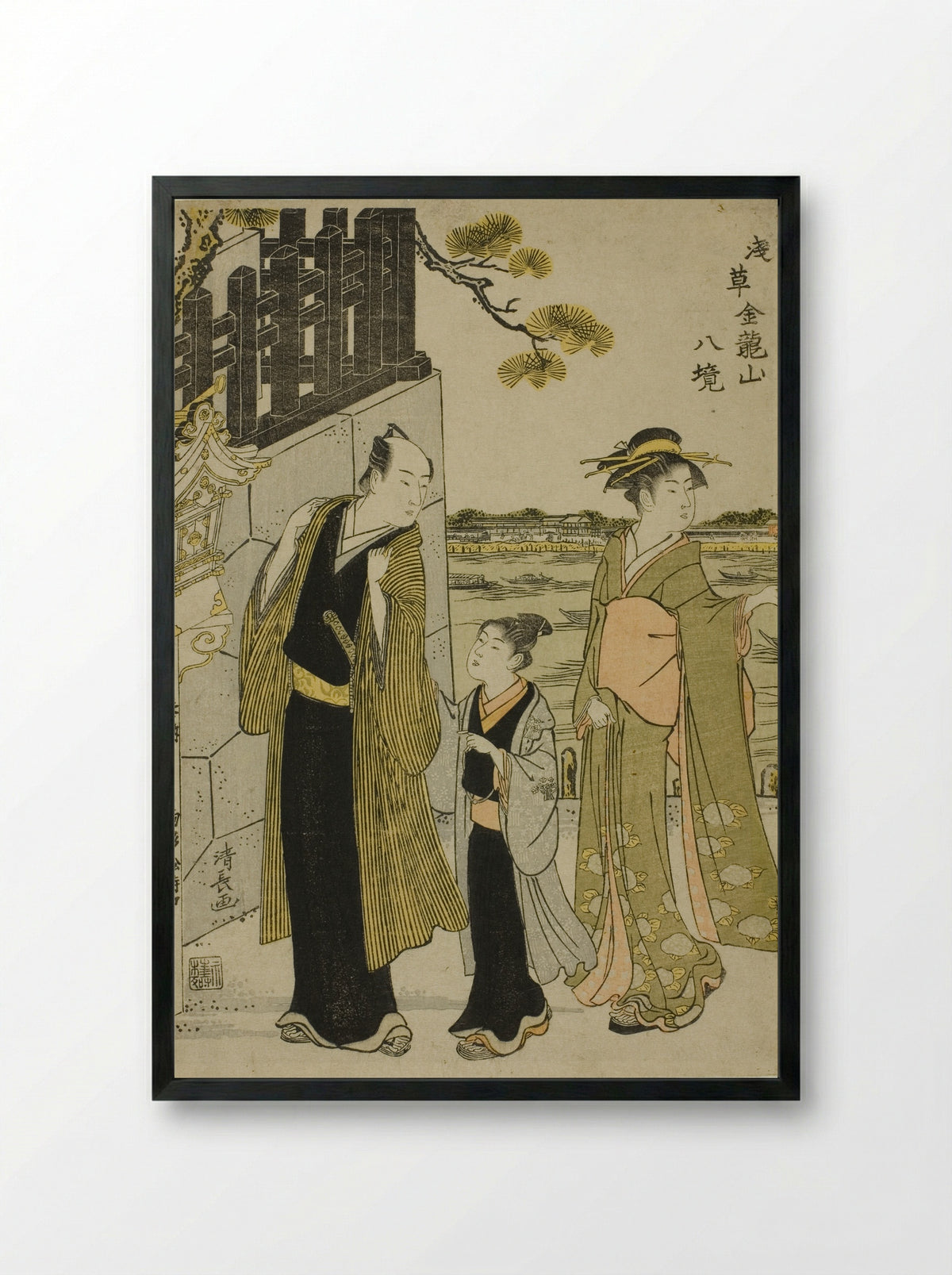 The View from Komagata Hall - Torii Kiyonaga - Framed Print Black