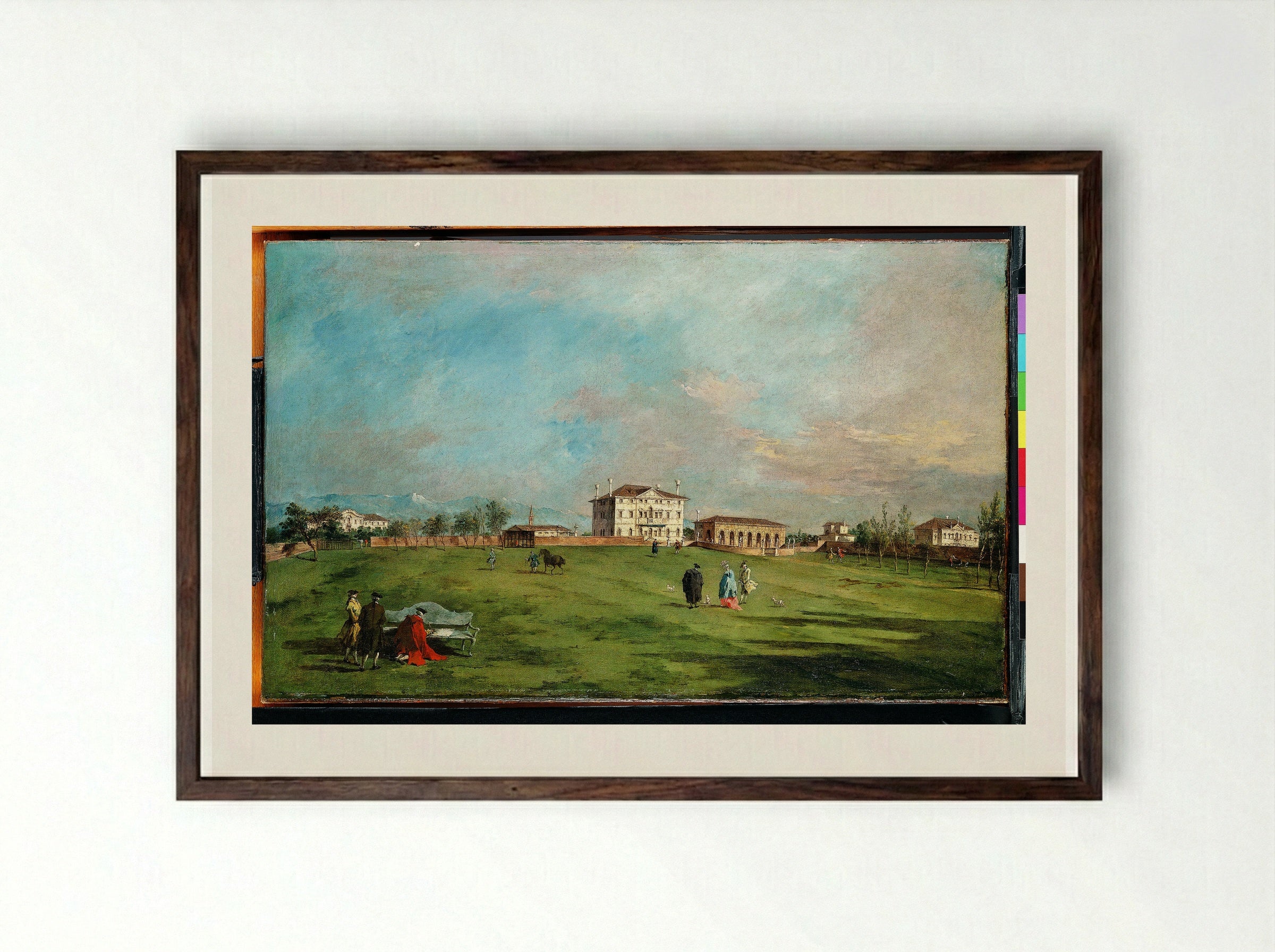The Villa Loredan, Paese - Francesco Guardi - Framed Print Dark Wood