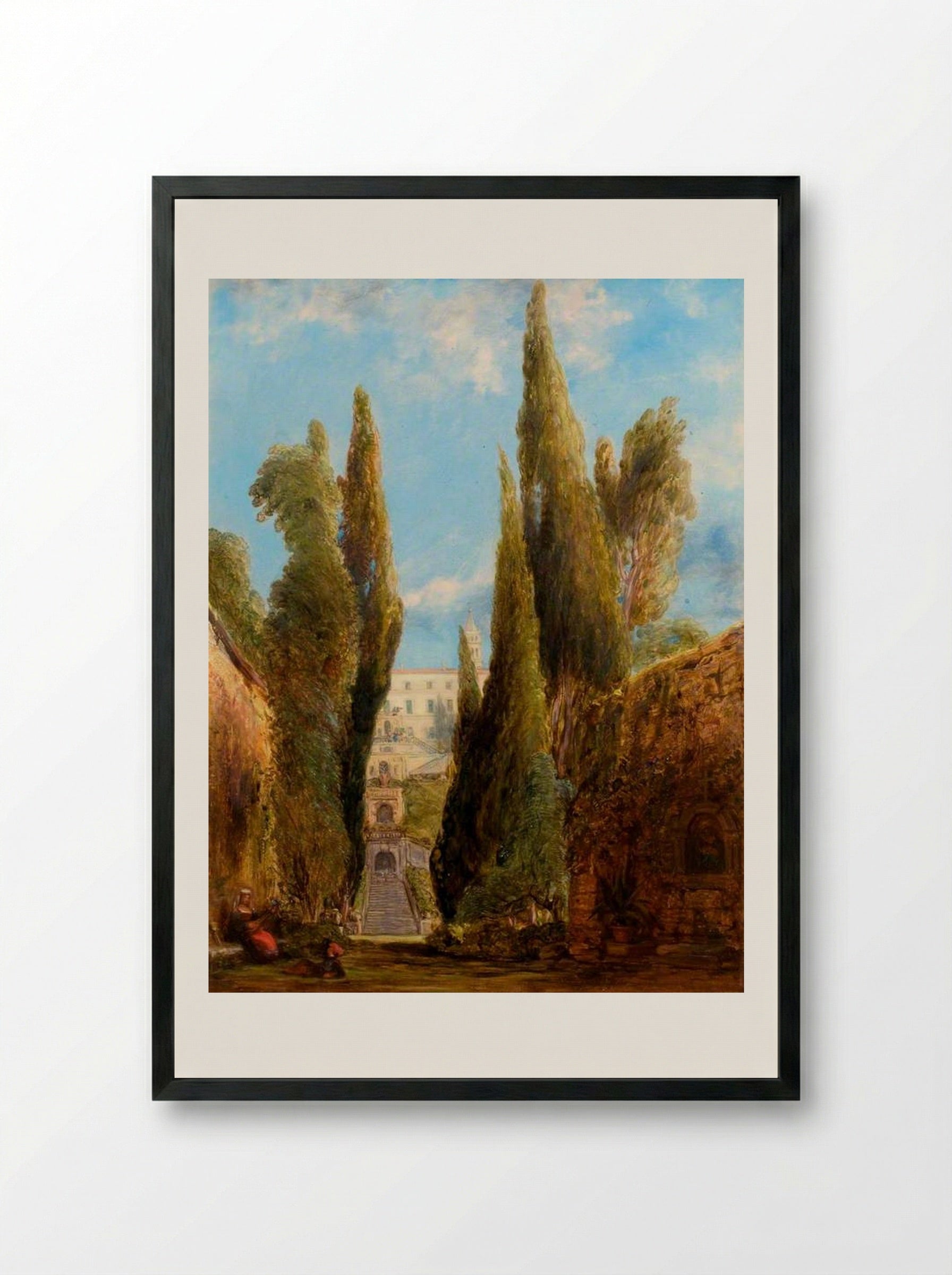 The Villa d'Este, Tivoli - William Collins - Framed Print Black