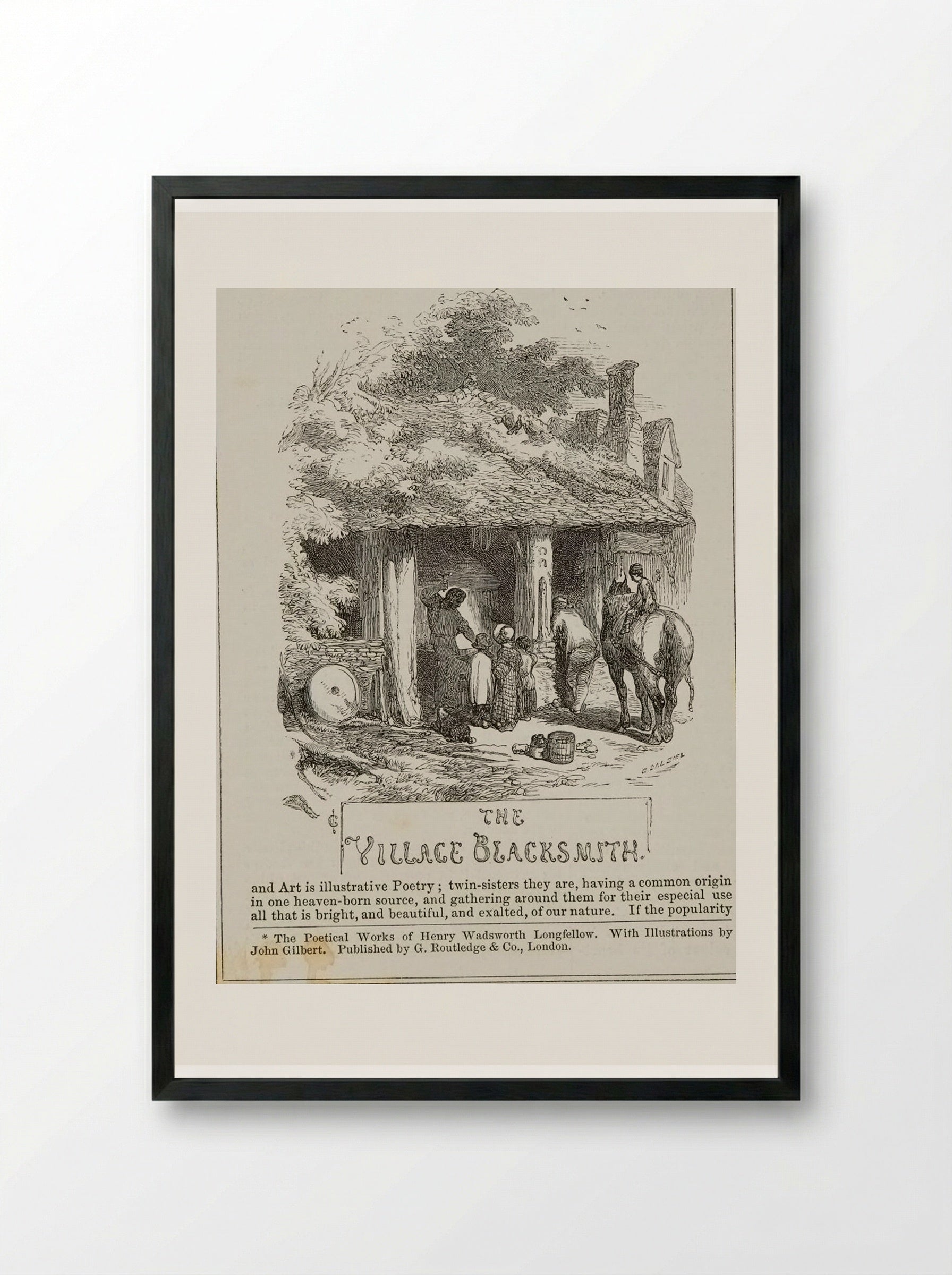 The Village Blacksmith - Edward Dalziel - Framed Print Black