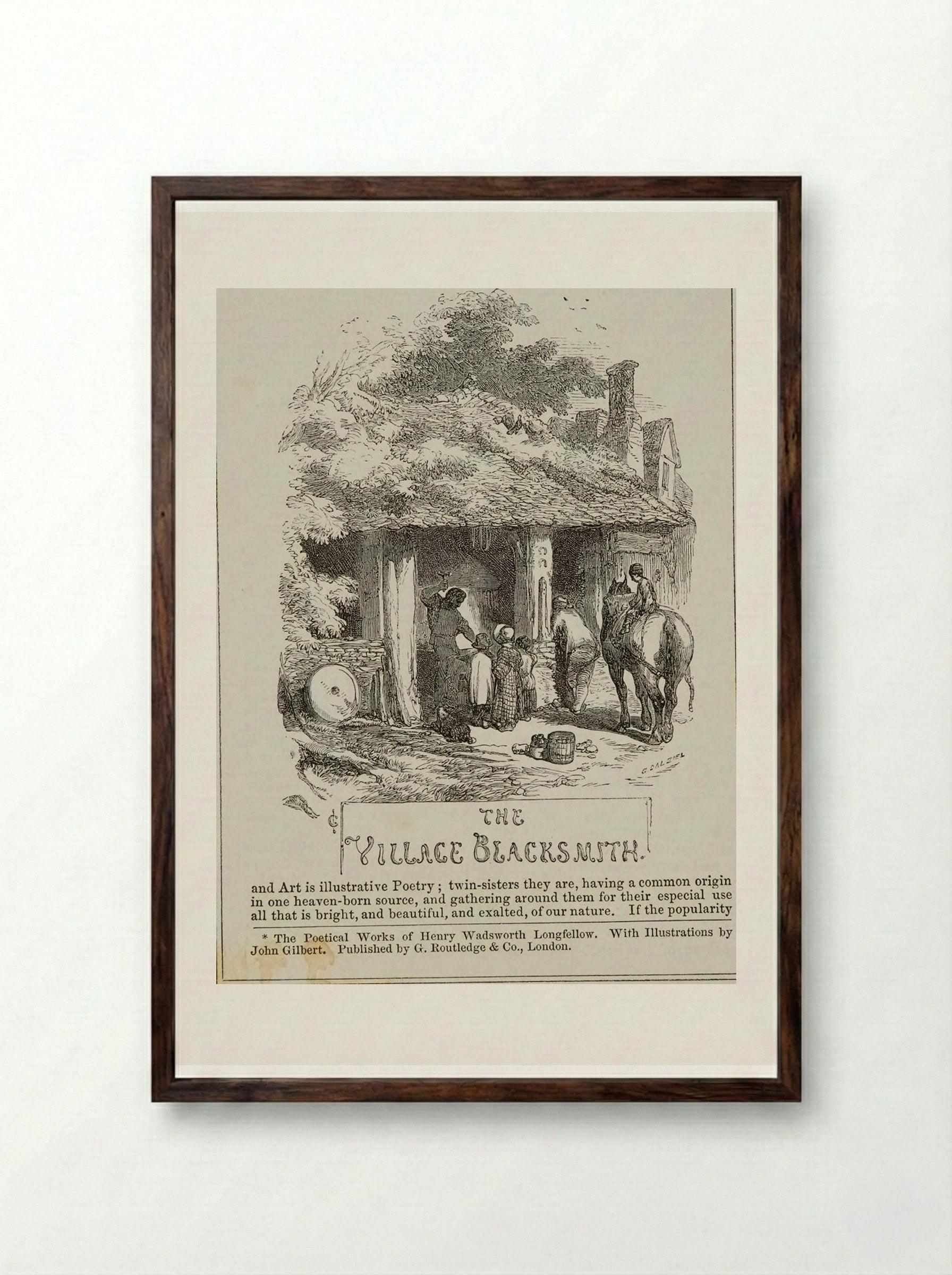 The Village Blacksmith - Edward Dalziel - Framed Print Dark Wood