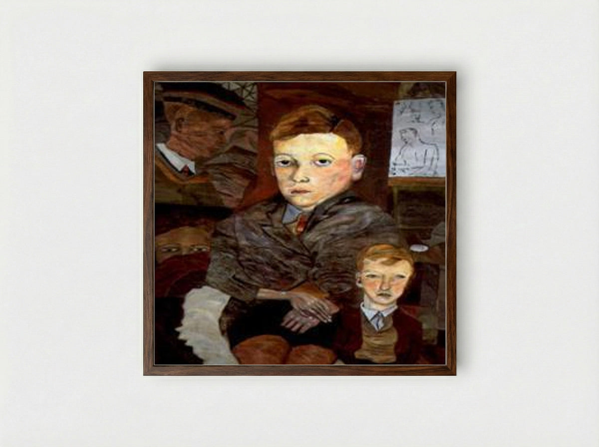 The Village Boys - Lucian Freud - Framed Print Dark Wood