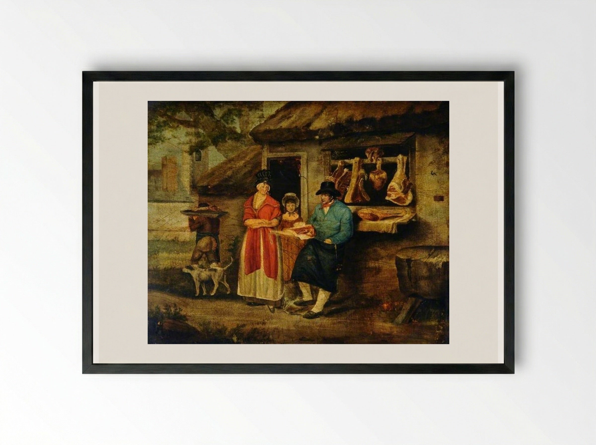 The Village Butcher - George Morland - Framed Print Black