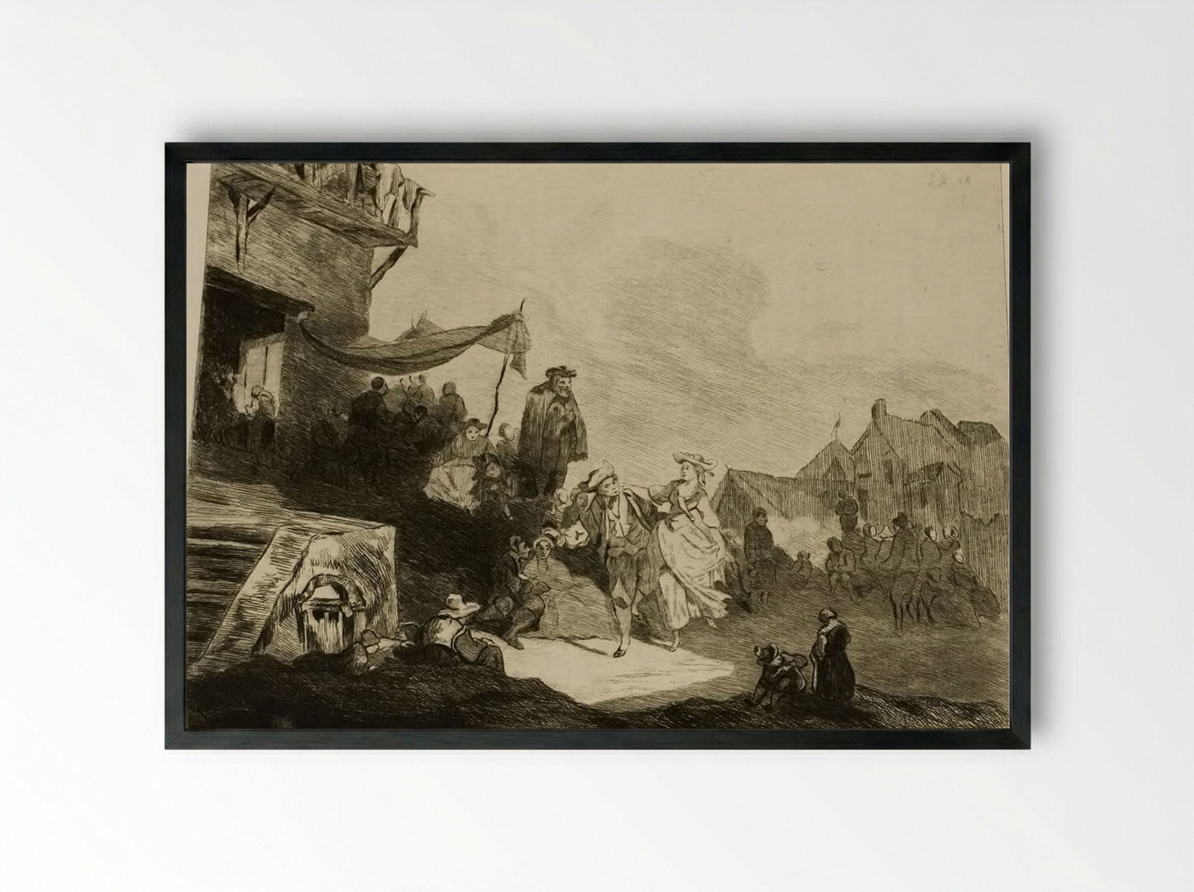 The Village Festival - Jules de Goncourt - Framed Print Black