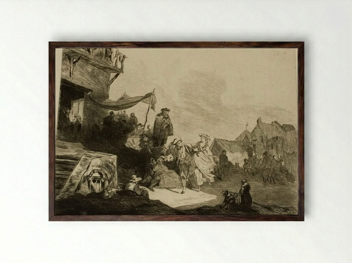 The Village Festival - Jules de Goncourt - Framed Print Dark Wood