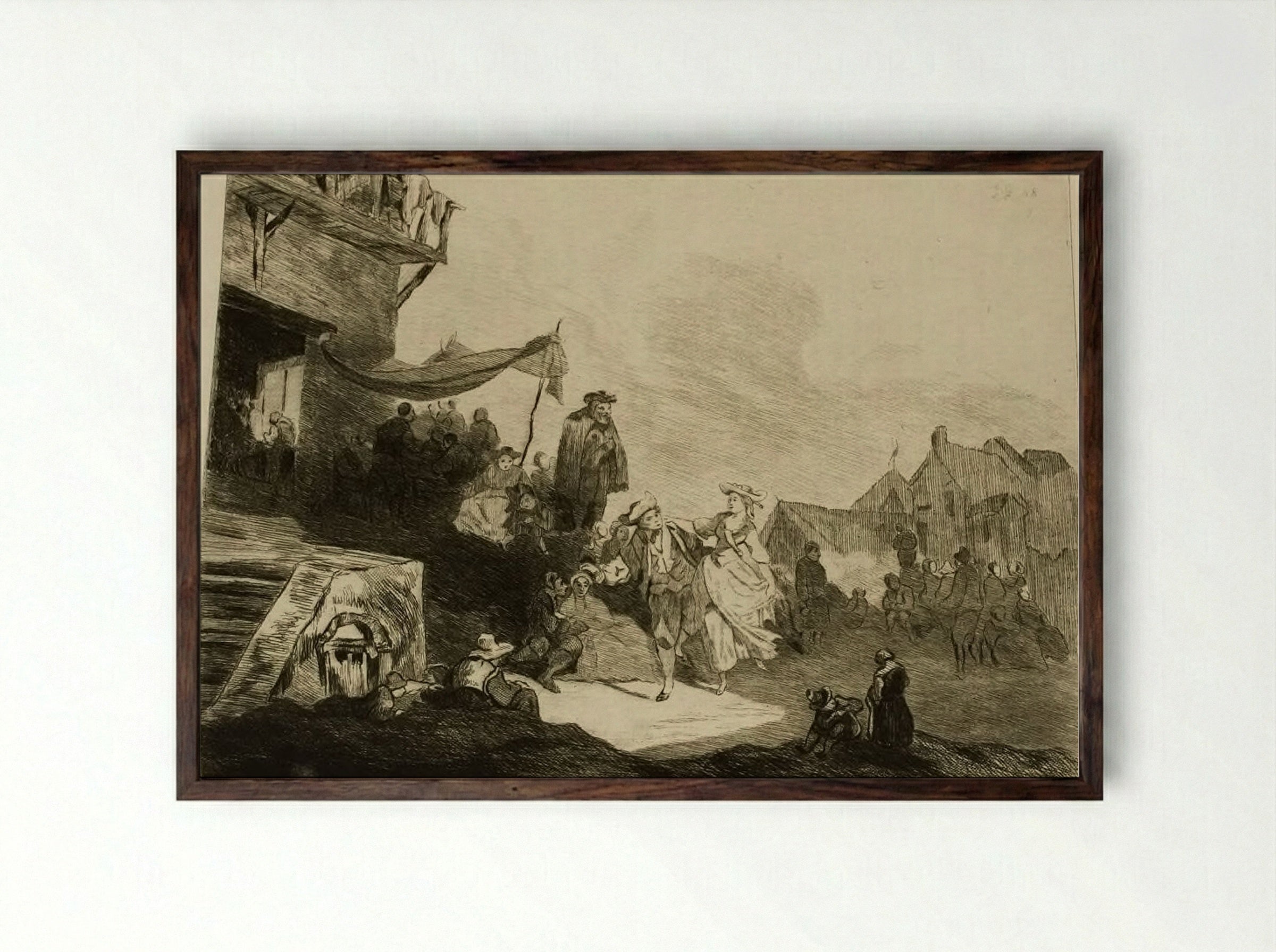 The Village Festival - Jules de Goncourt - Framed Print Dark Wood