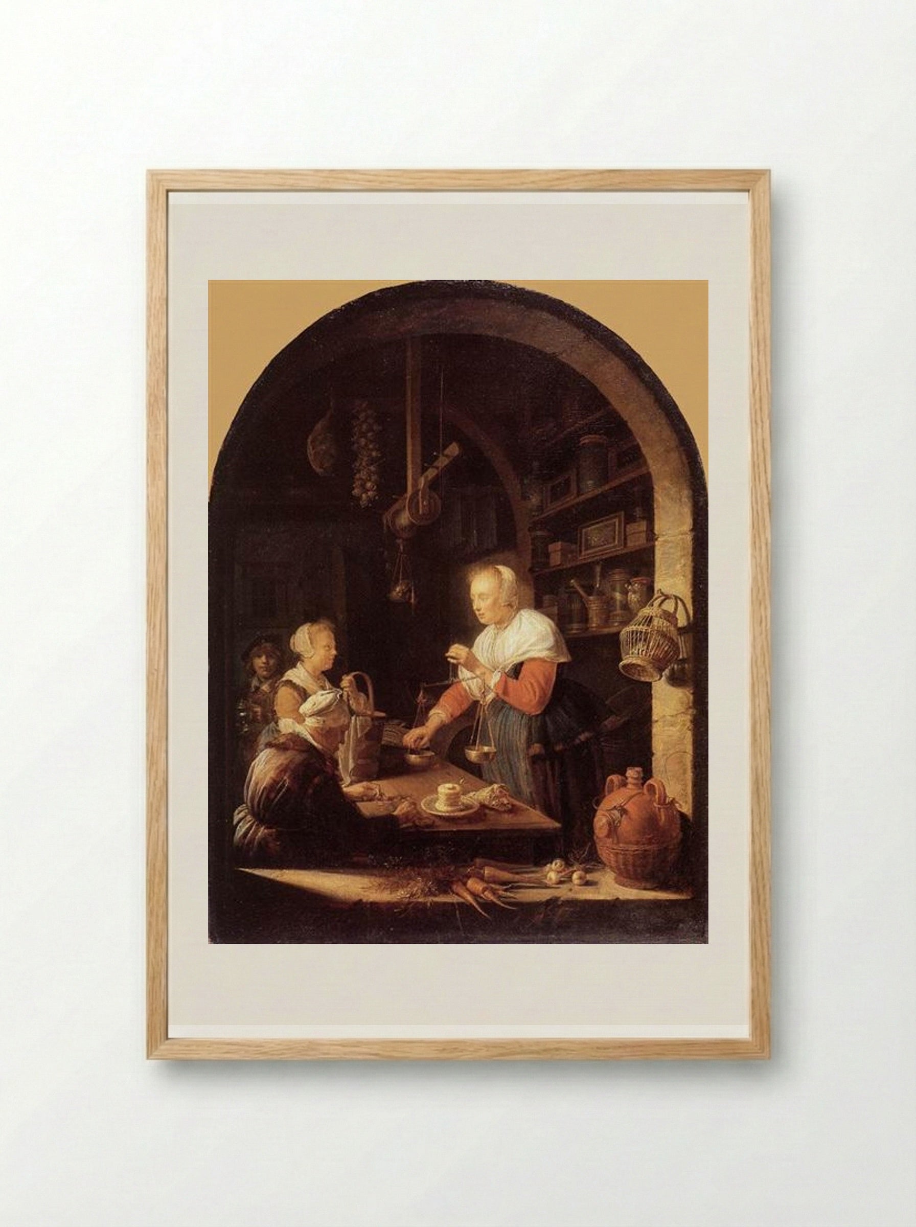 The Village Grocer - Gerrit Dou - Framed Print Wood