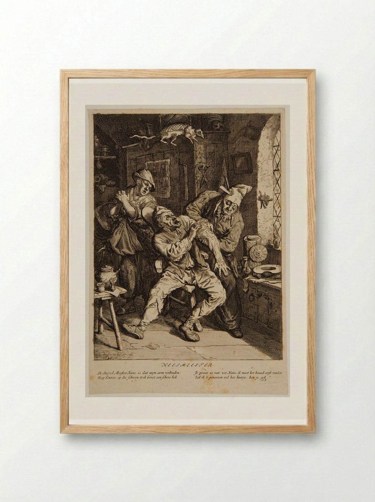 The Village Surgeon - Cornelis Dusart - Framed Print Wood