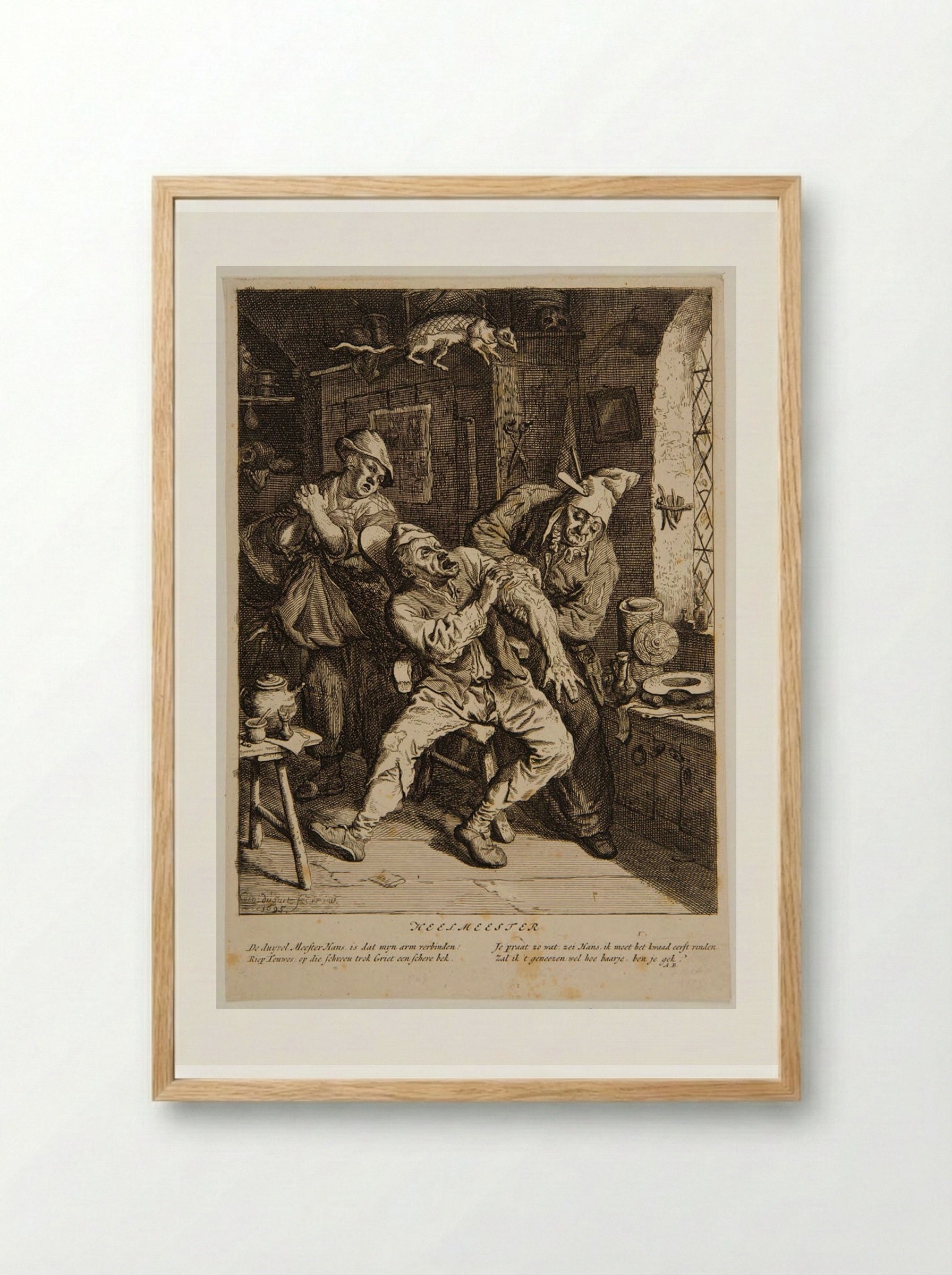 The Village Surgeon - Cornelis Dusart - Framed Print Wood