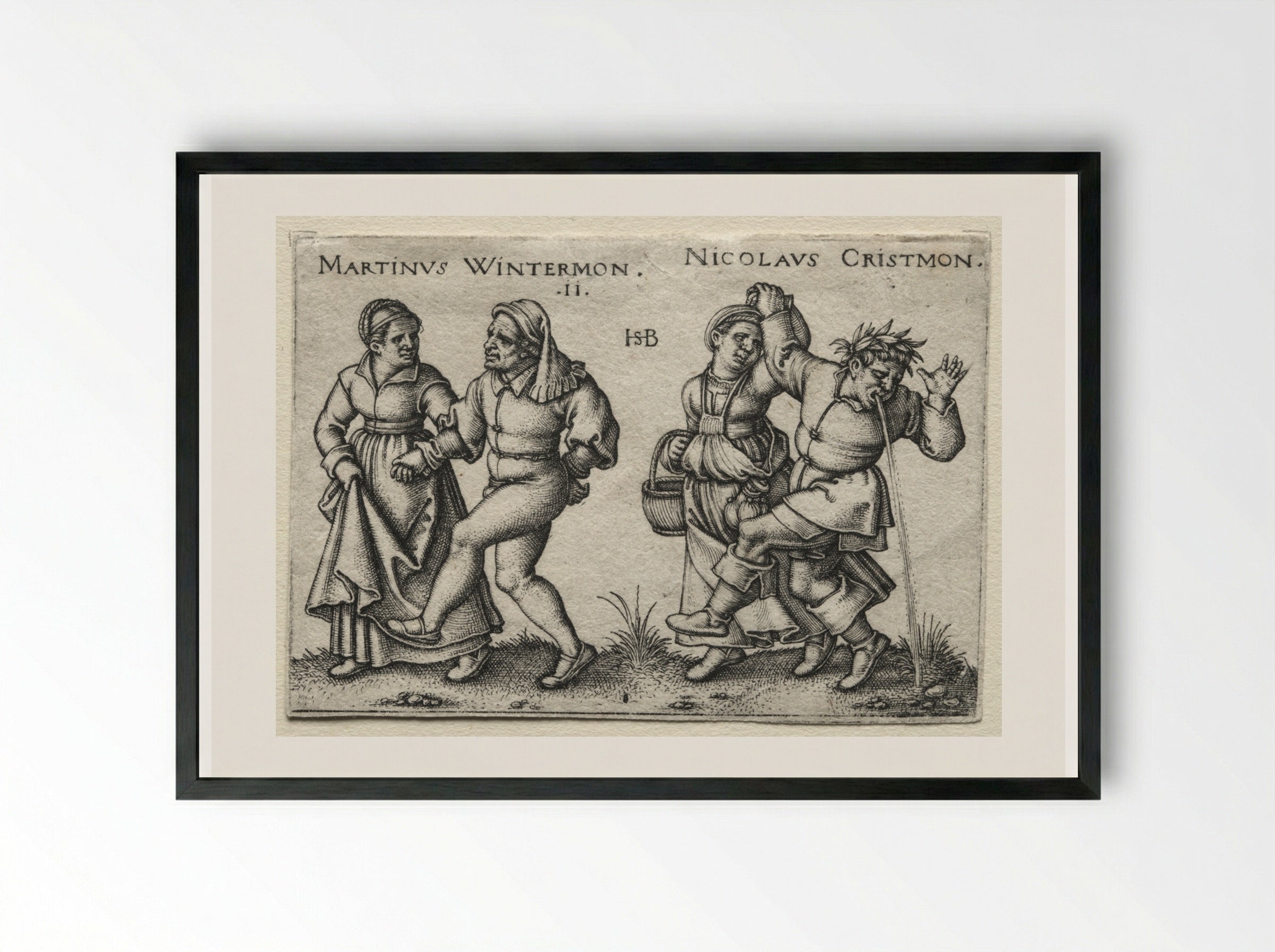 The Village Wedding: Martinus Wintermon and Nicolaus Cristmon - Hans Sebald Beham - Framed Print Black