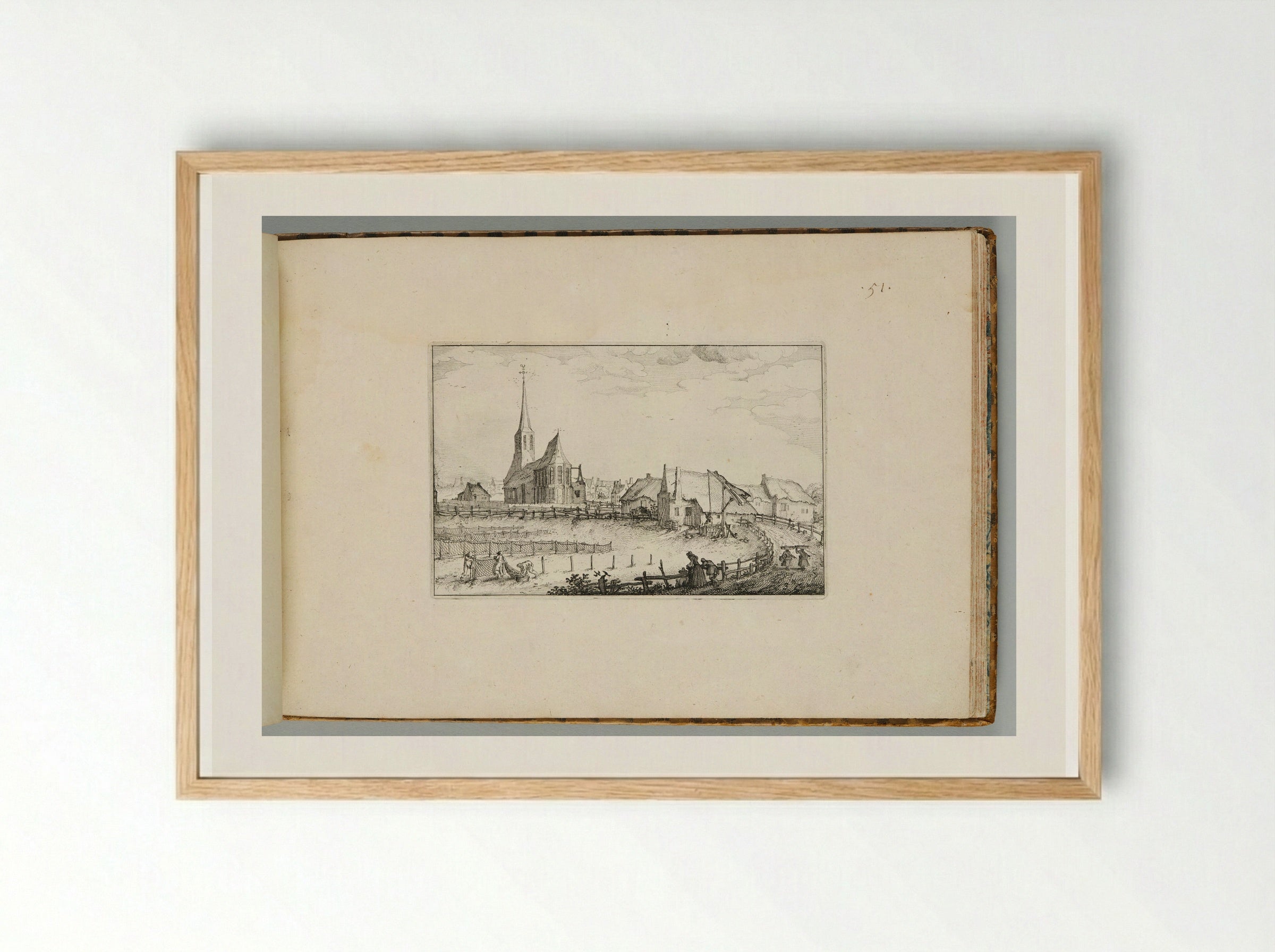 The Village of Zandvoort - Claes Jansz. Visscher - Framed Print Wood