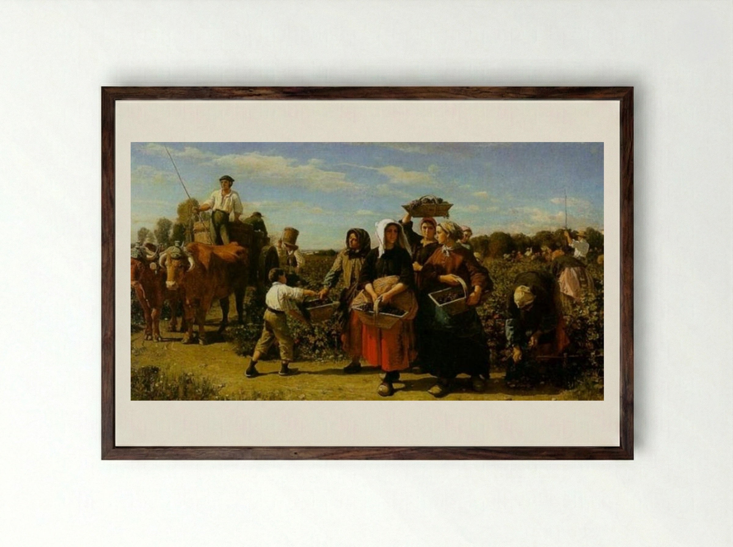 The Vintage at Chateau Lagrange - Jules Breton - Framed Print Dark Wood