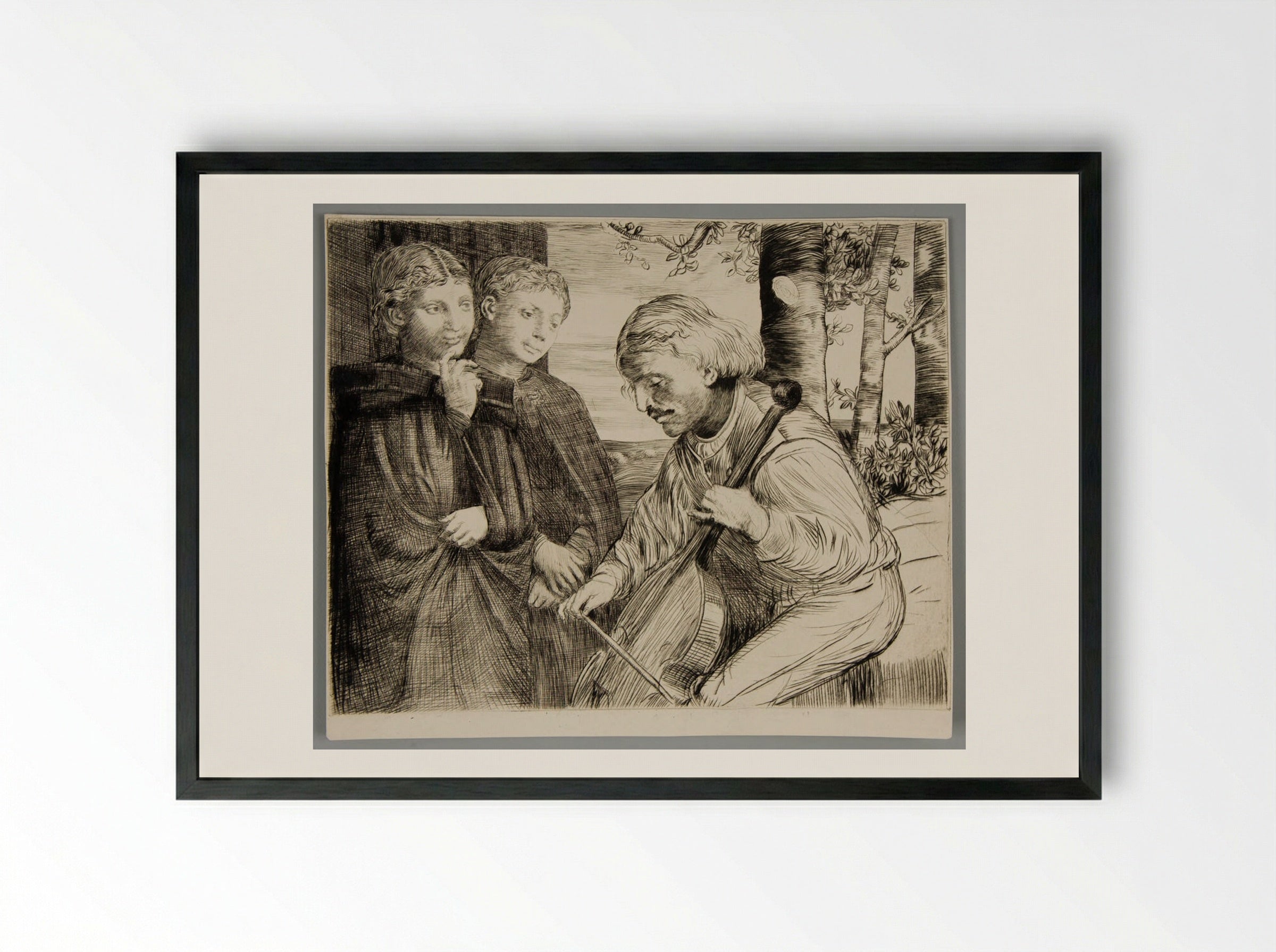 The Viola Player - Alphonse Legros - Framed Print Black