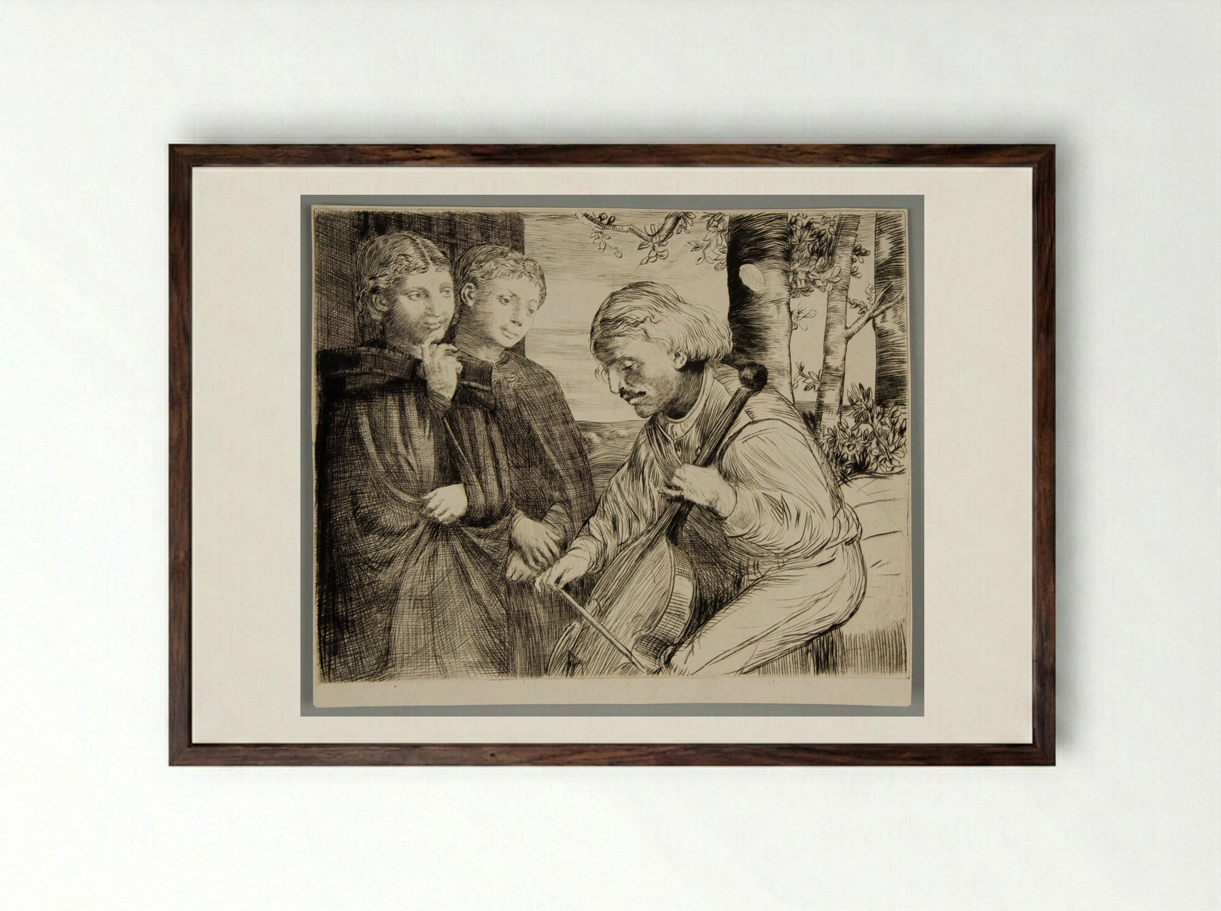 The Viola Player - Alphonse Legros - Framed Print Dark Wood